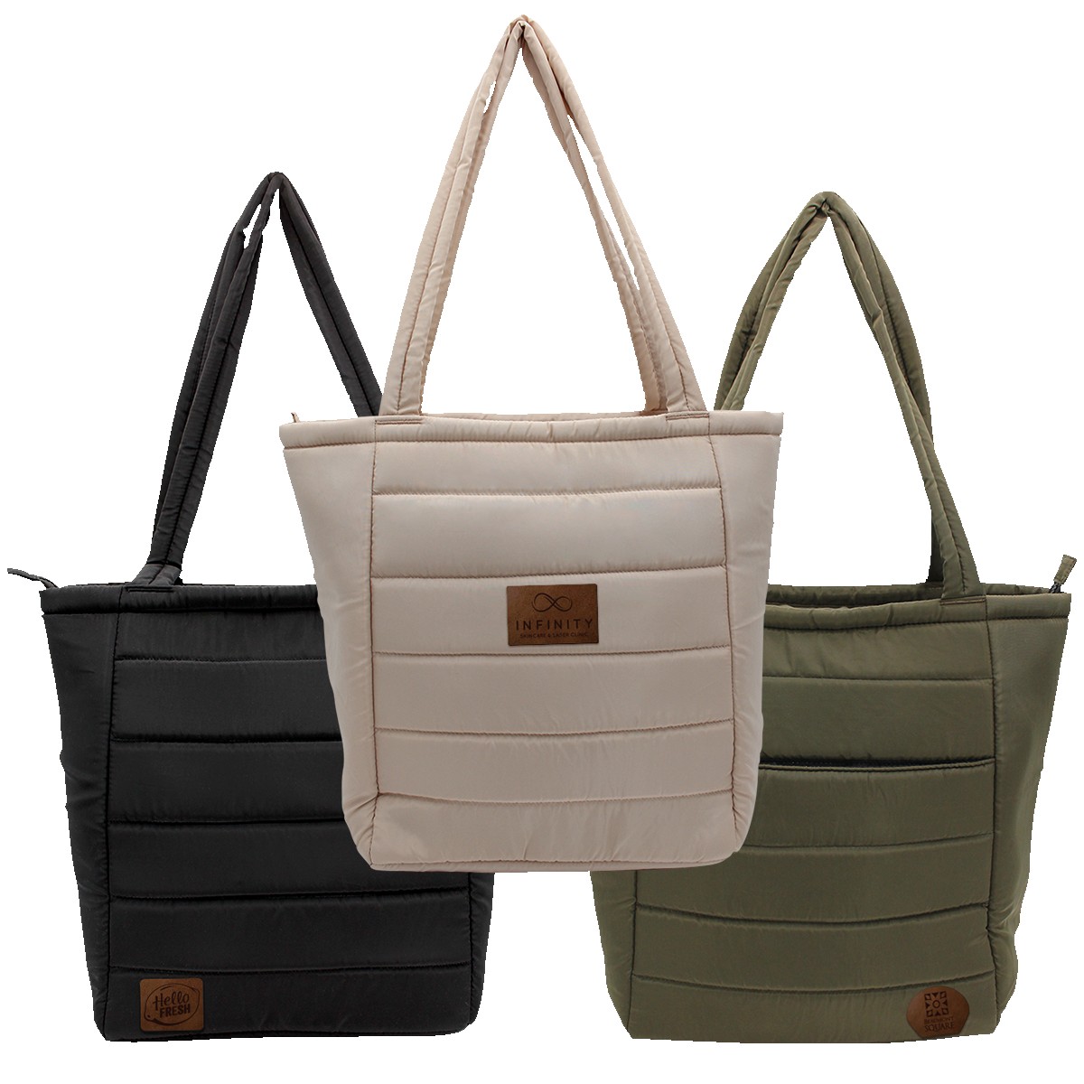 Picture of Otaria™ Puffy Recycled Tote Bag, Leather Patch - Laser Engraving