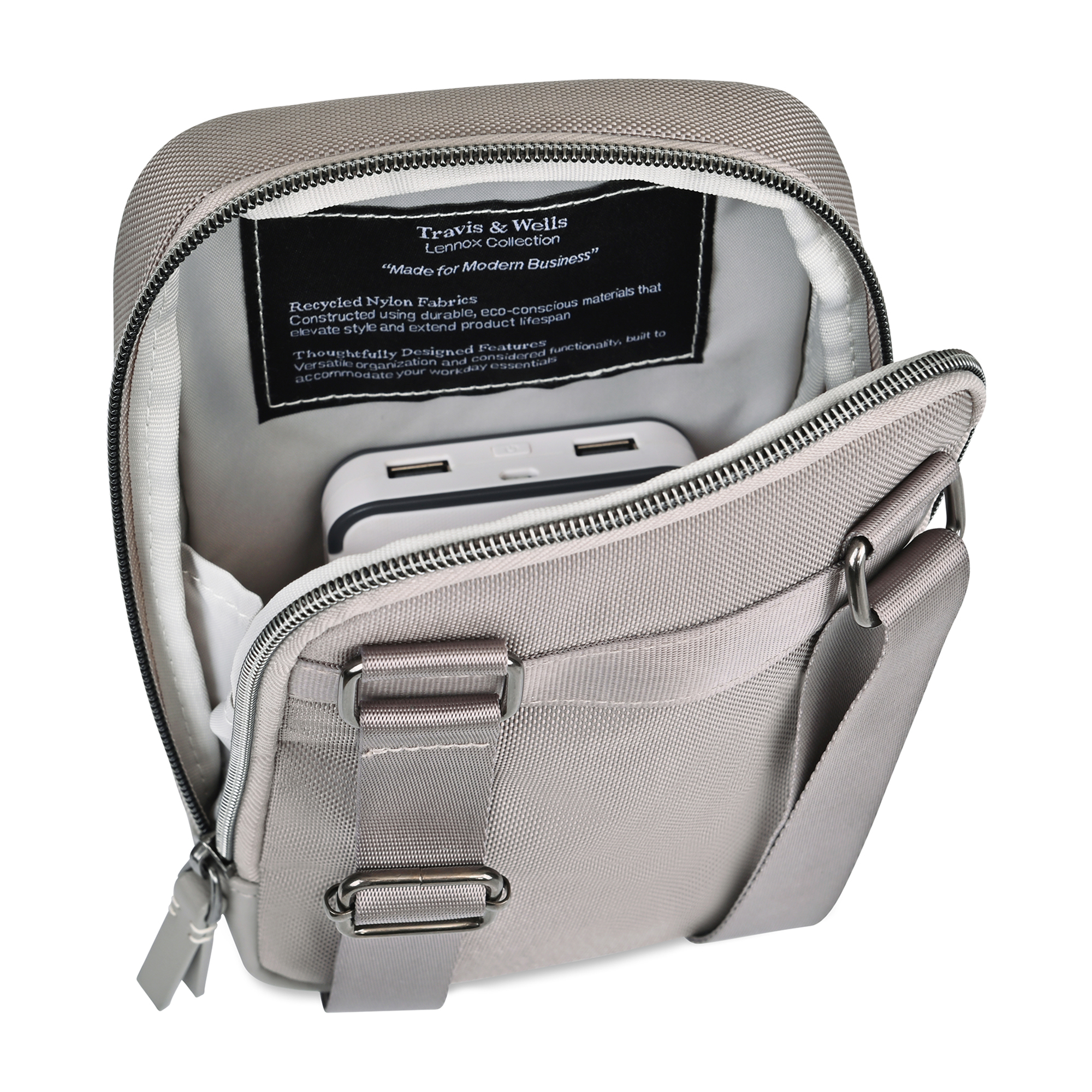 Picture of Travis & Wells Lennox Recycled Nylon Crossbody - Taupe