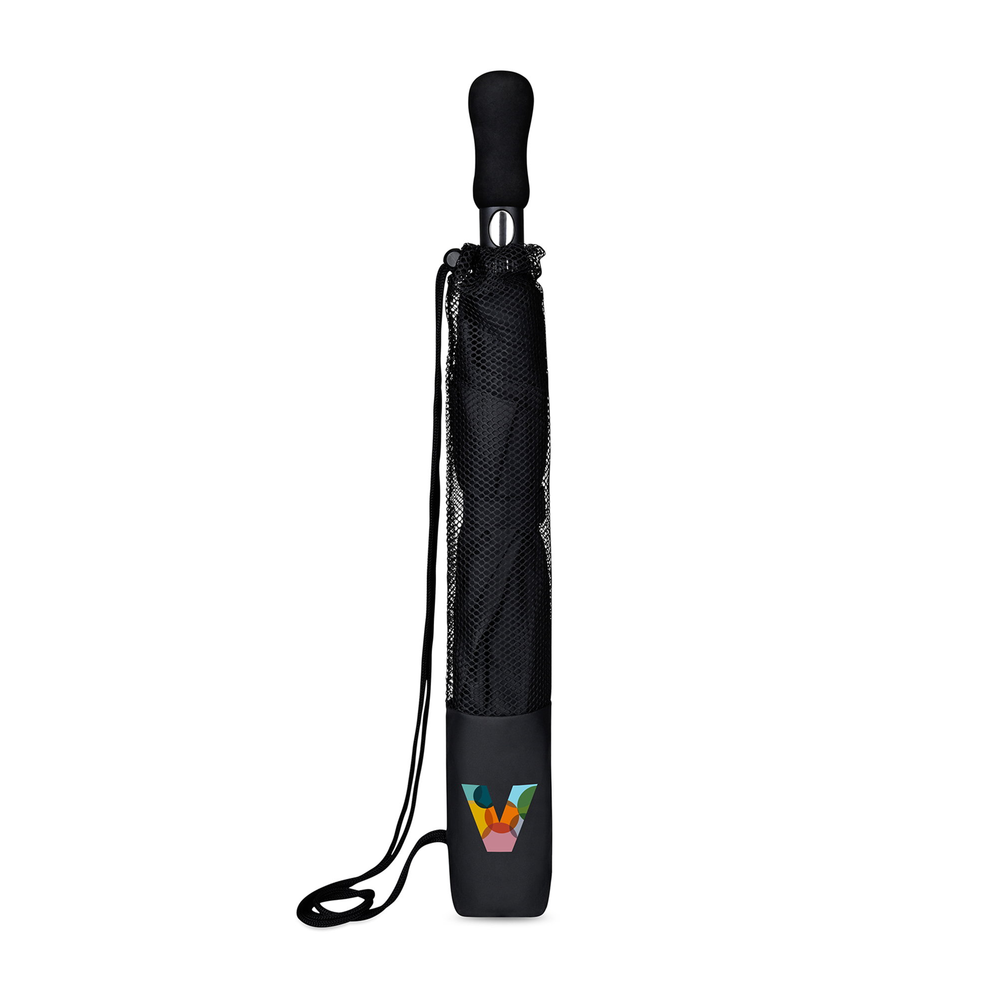 Picture of Elements 58" Recycled rPET Auto Open Travel Folding Umbrella - Black