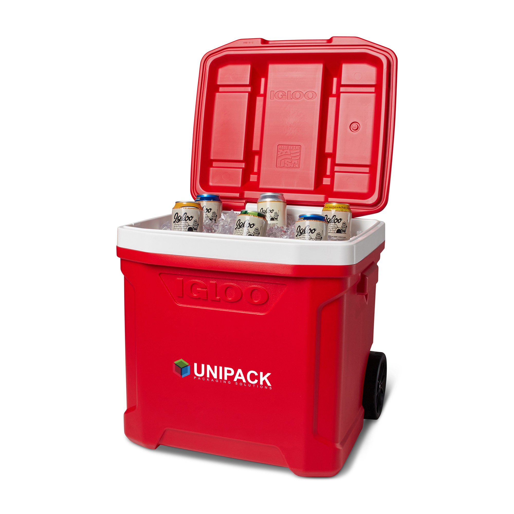Picture of Igloo Profile II 60 Qt Roller Cooler - White-Red Star