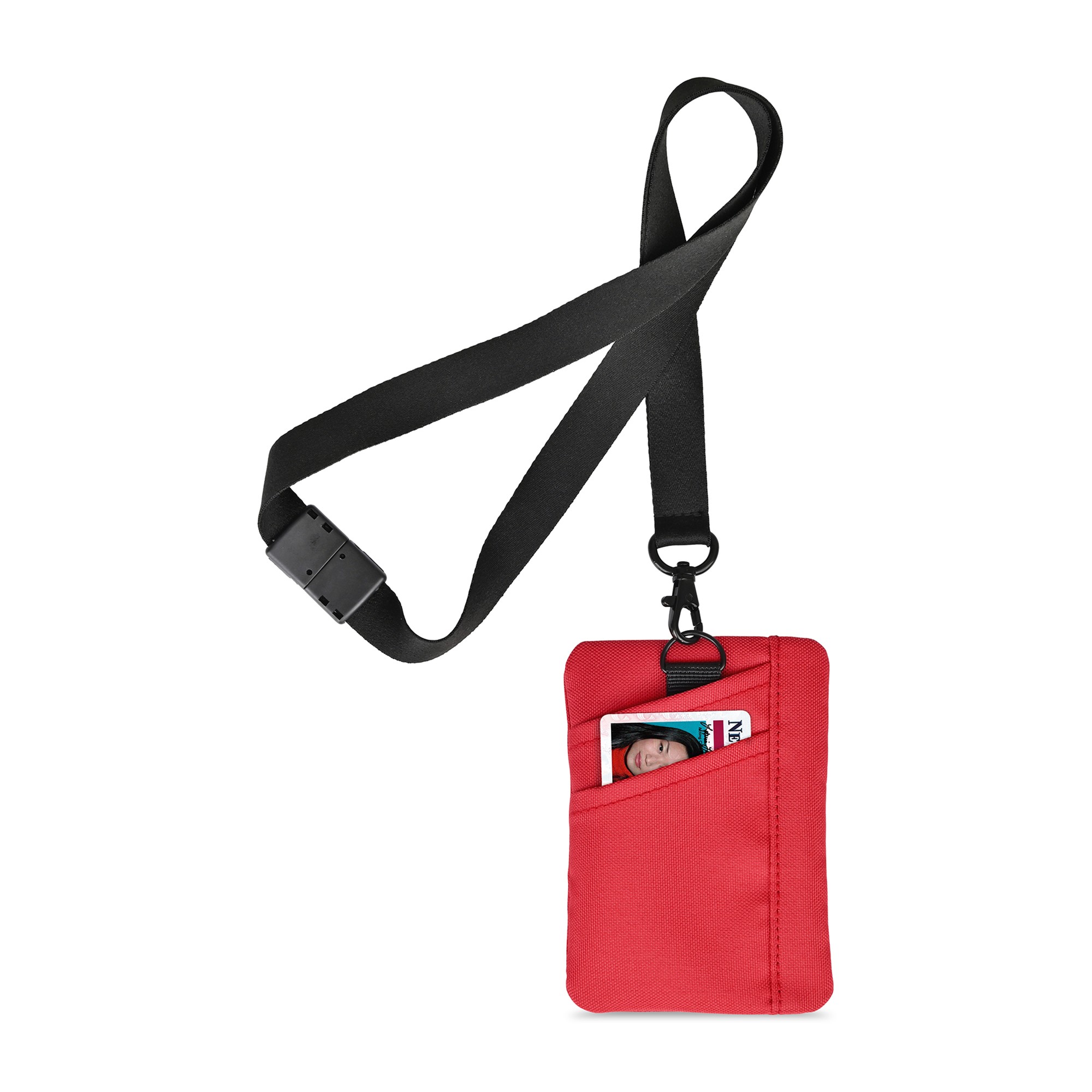 Picture of Rally Recycled ID Pouch Lanyard - Red