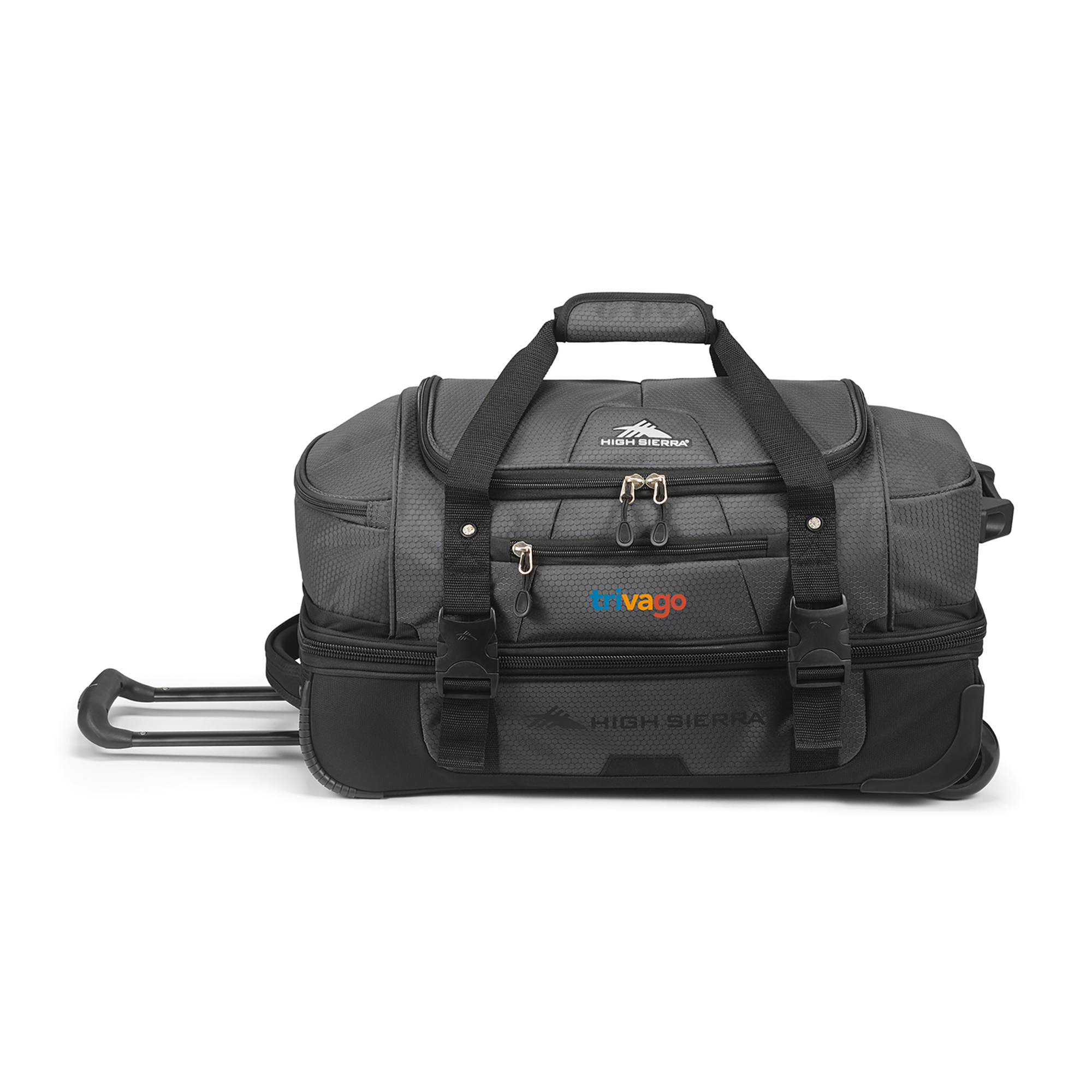 Picture of High Sierra Fairlead 22" Drop Bottom Wheeled Duffel - Mercury-Black