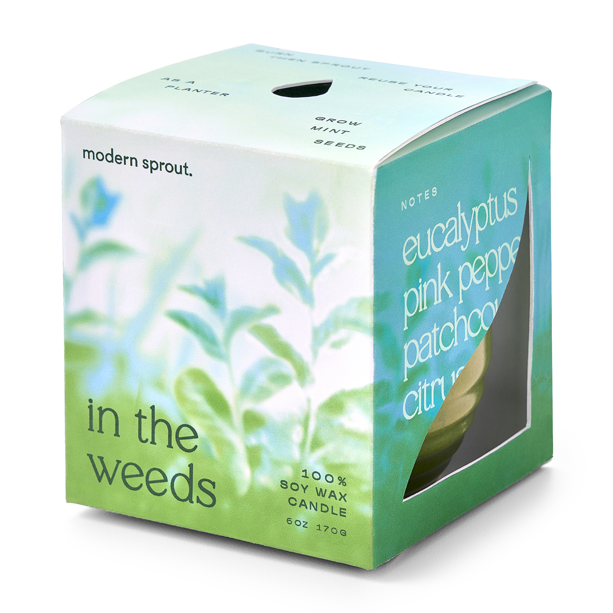 Picture of Modern Sprout Garden Vibes Candle/Planter - In The Weeds-Mint