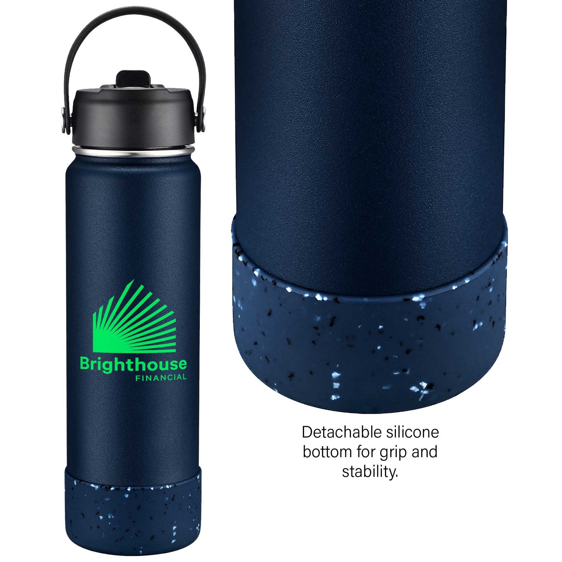 Picture of 27oz. Stainless Steel Thermal Water Bottle with Flip Straw & Silicone Base