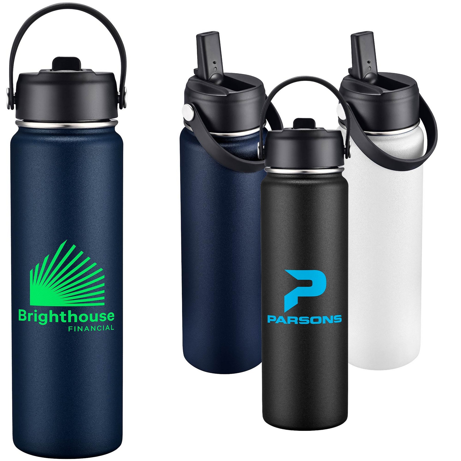 Picture of 27oz. Stainless Steel Thermal Water Bottle with Flip Straw & Silicone Base