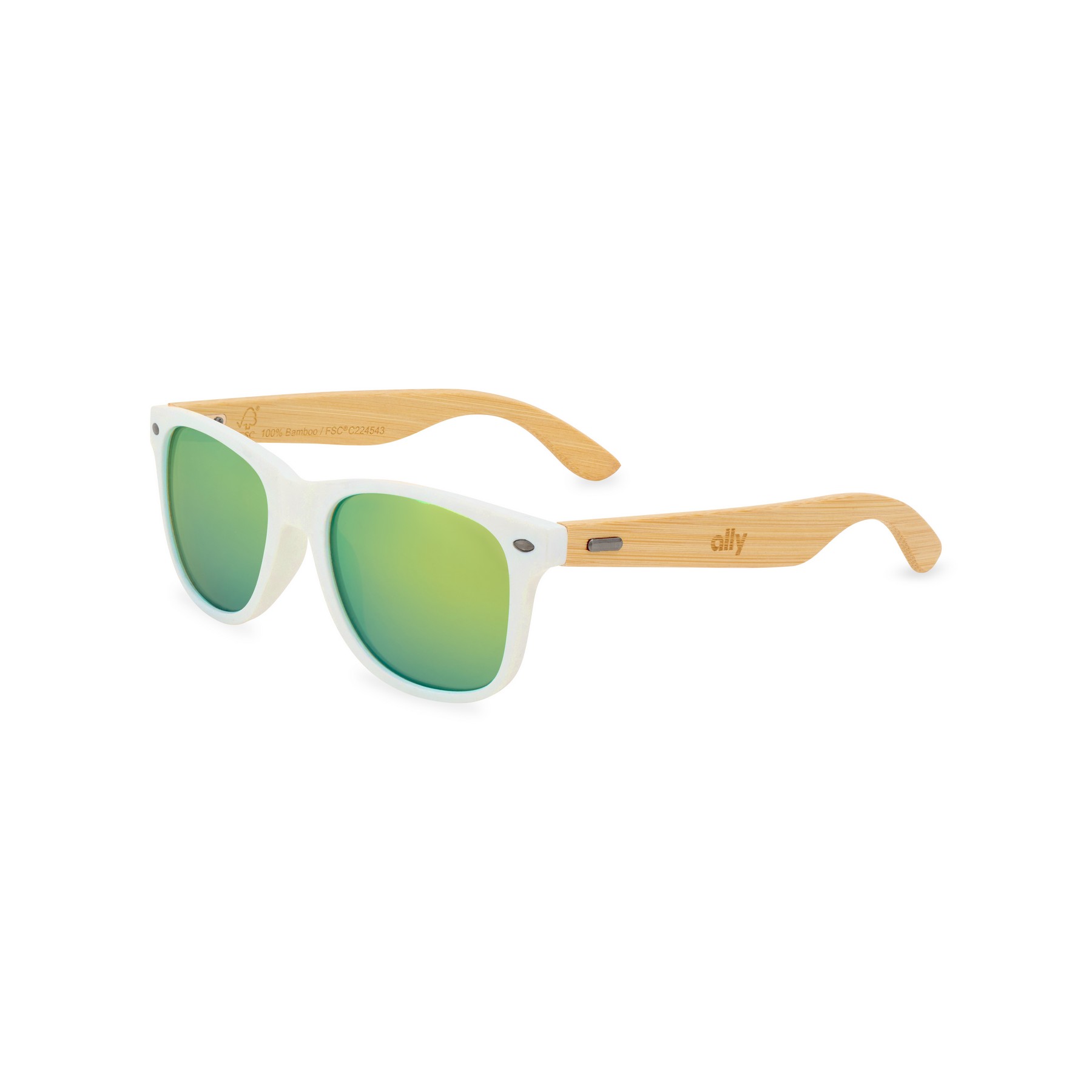 Picture of CapeShades Recycled Bamboo Sunglasses White Frame - Green