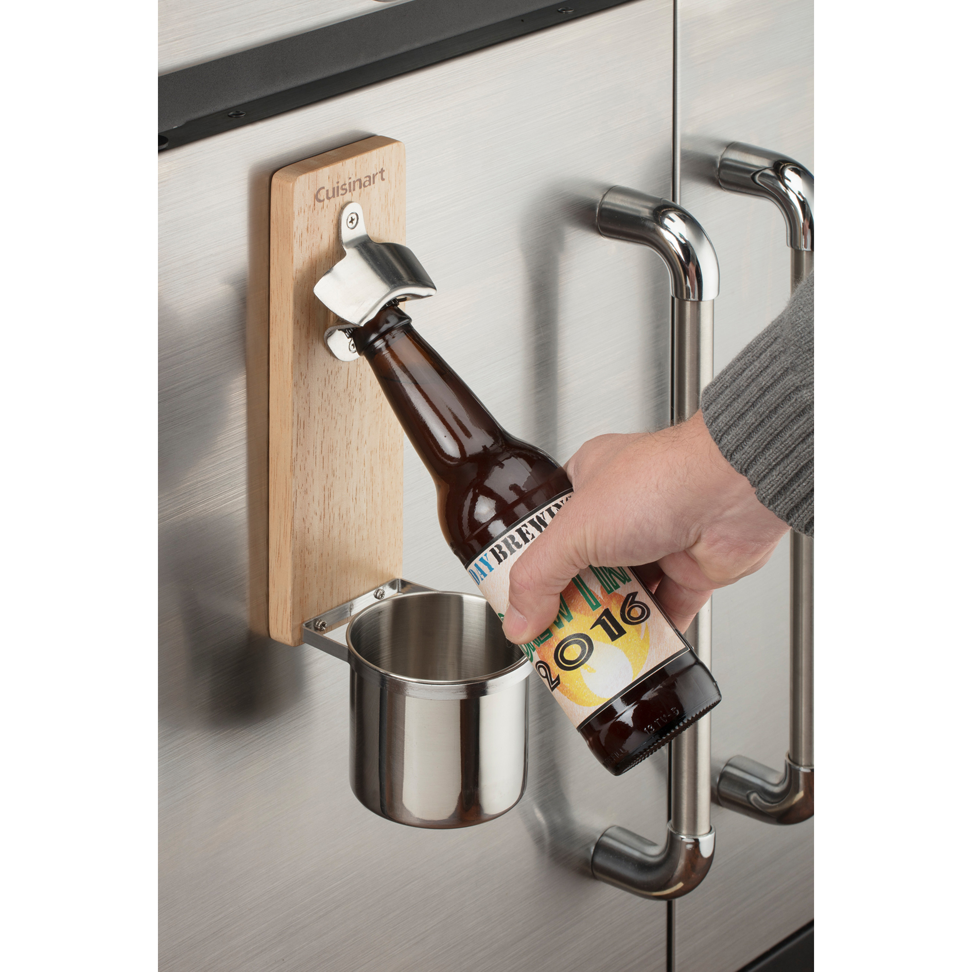 Picture of Cuisinart Outdoors Magnetic Bottle Opener & Cup Holder - Wood