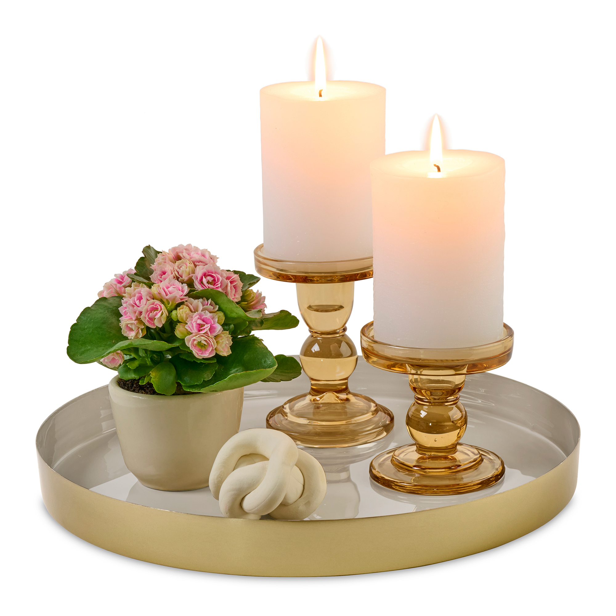 Picture of Be Home Luxe Round Enamel Tray - Moonbeam-Matte Gold