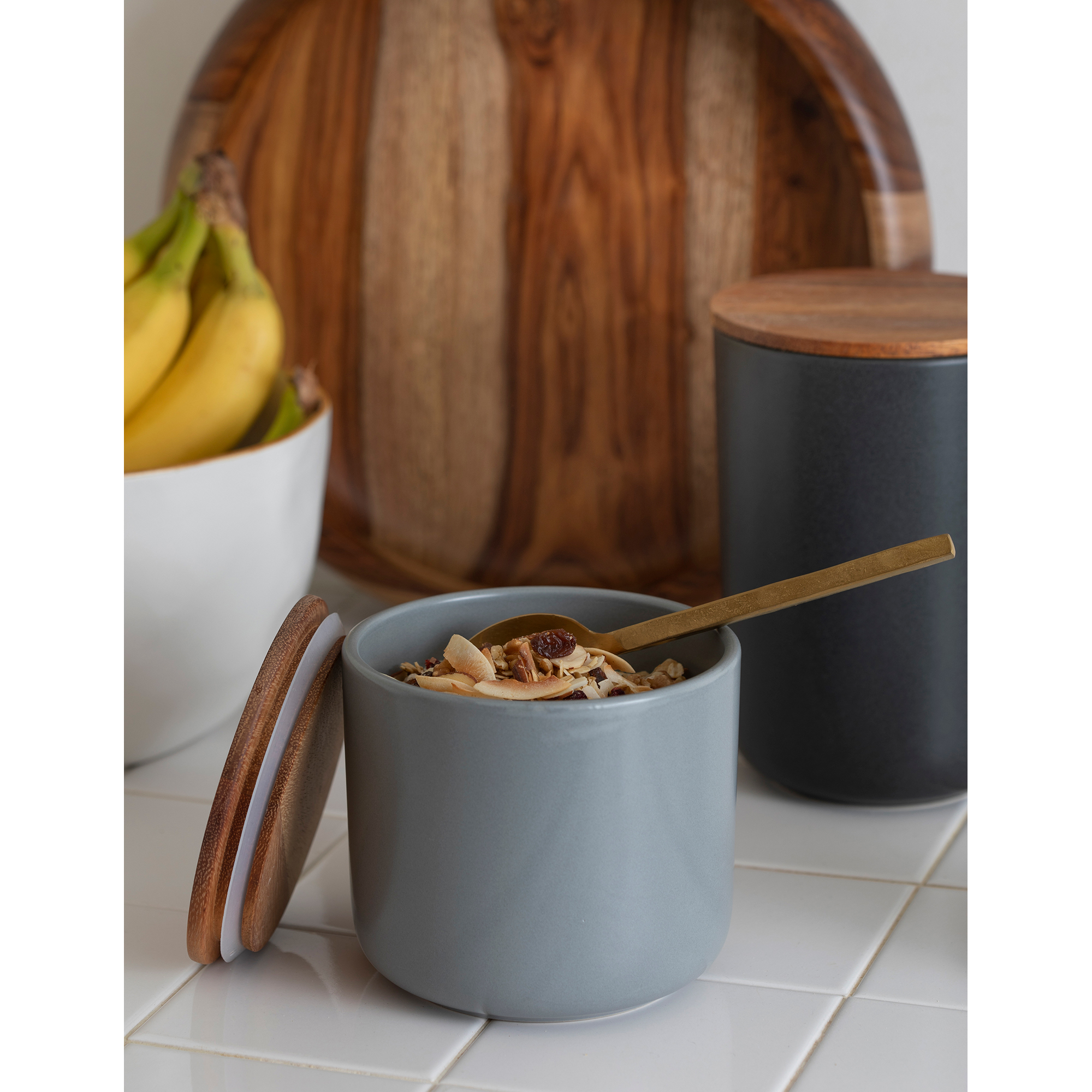Picture of Be Home Brampton Stoneware Container - Large - Black