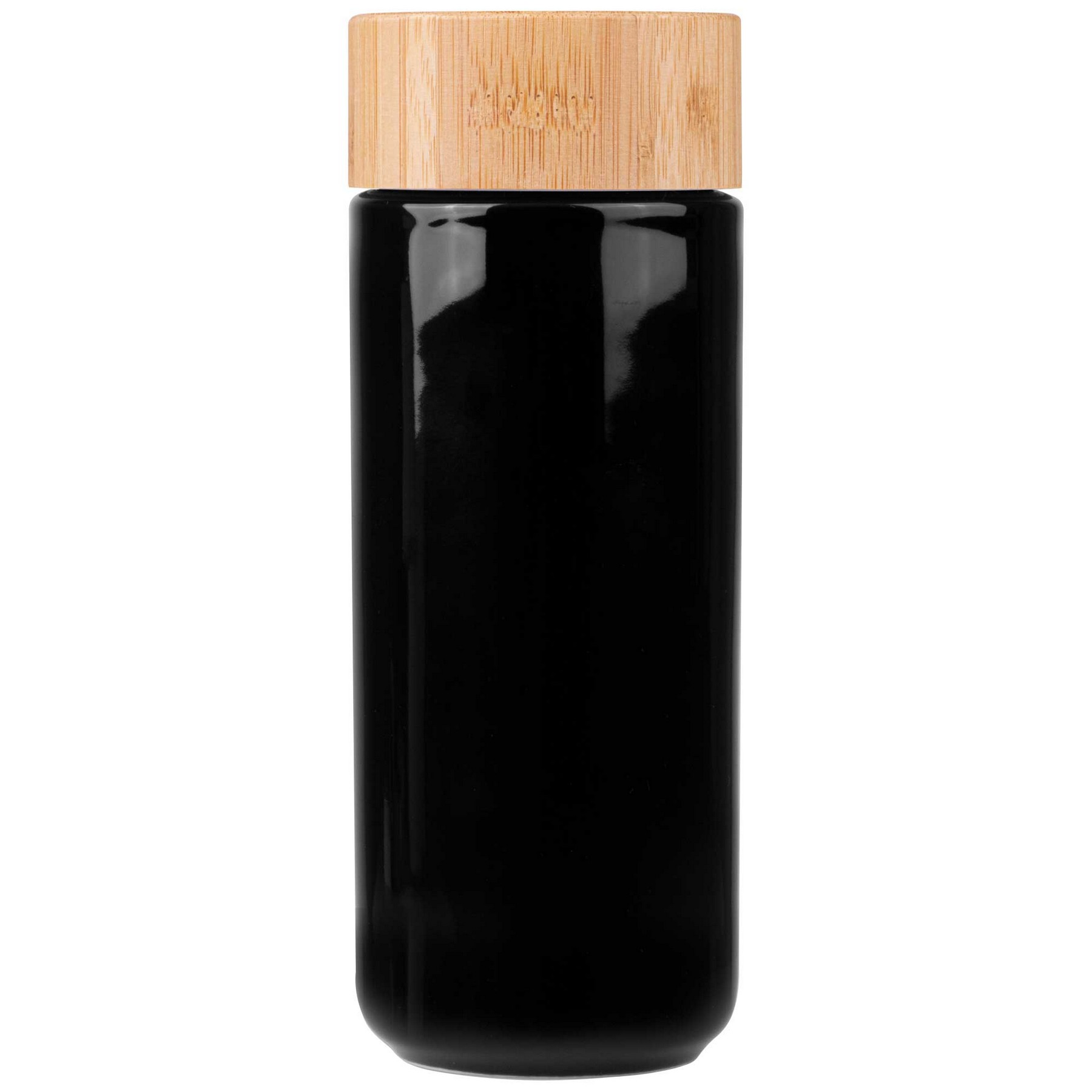 Picture of 10oz. Double-Wall Ceramic Bottle with Bamboo Screw-Top Lid