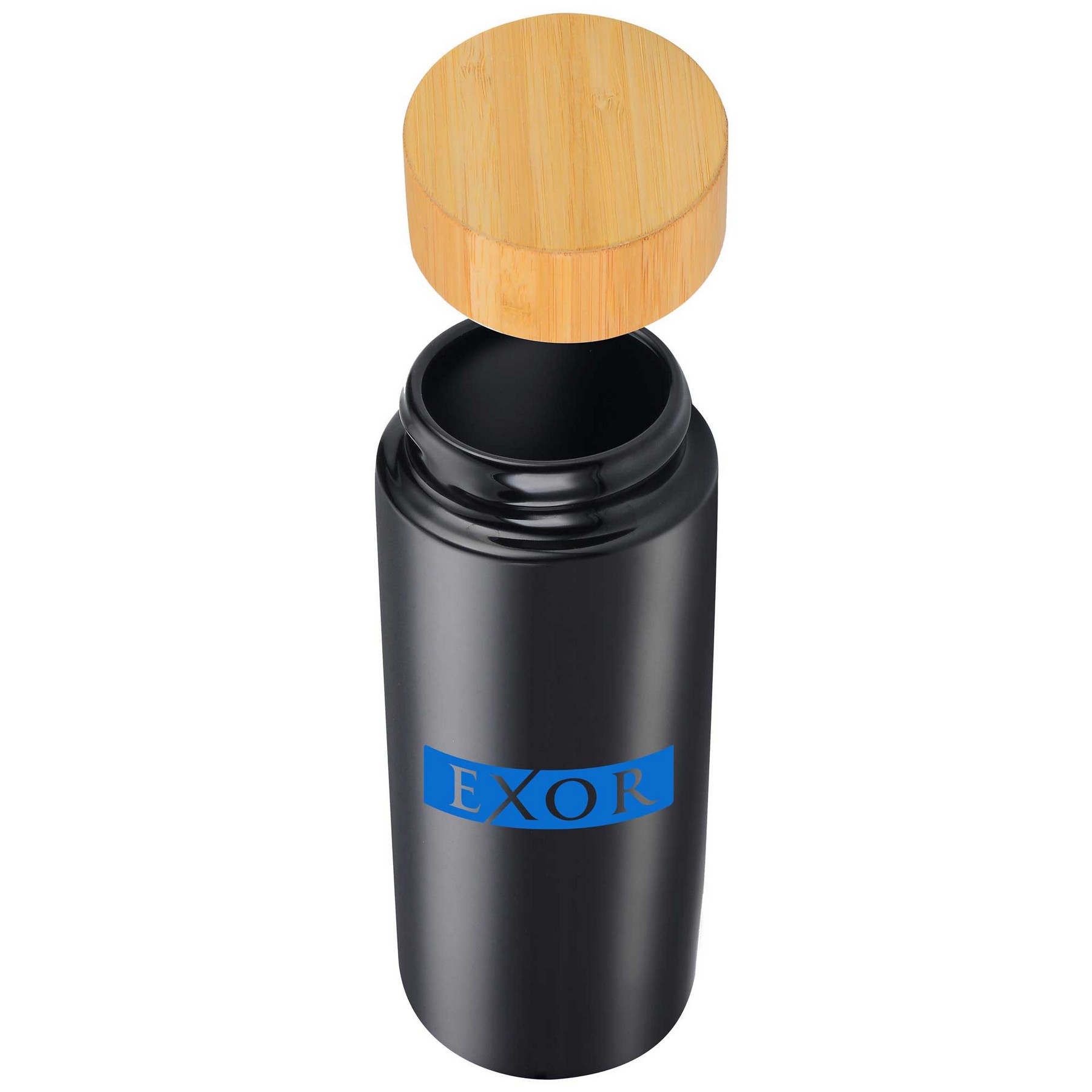 Picture of 10oz. Double-Wall Ceramic Bottle with Bamboo Screw-Top Lid