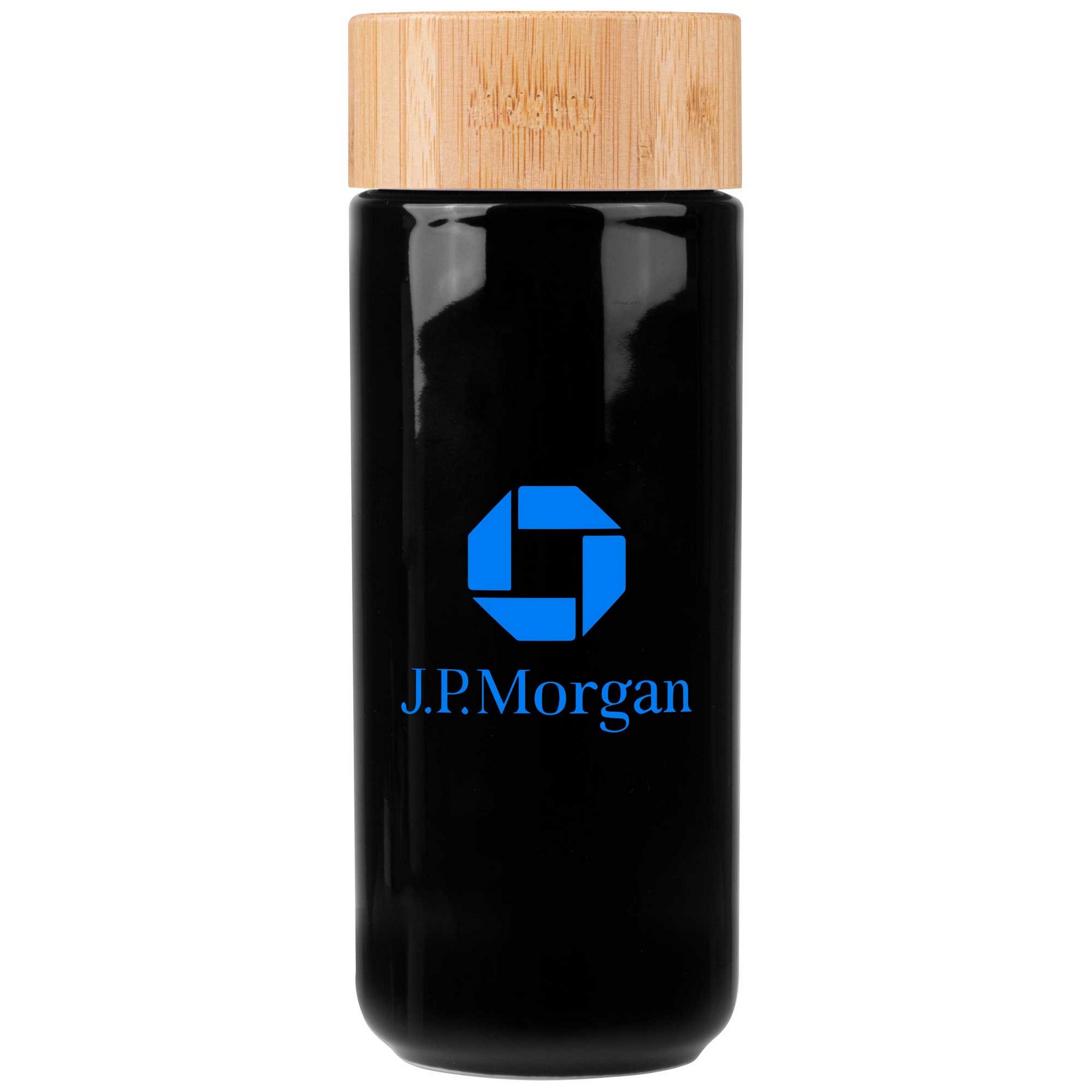 Picture of 10oz. Double-Wall Ceramic Bottle with Bamboo Screw-Top Lid