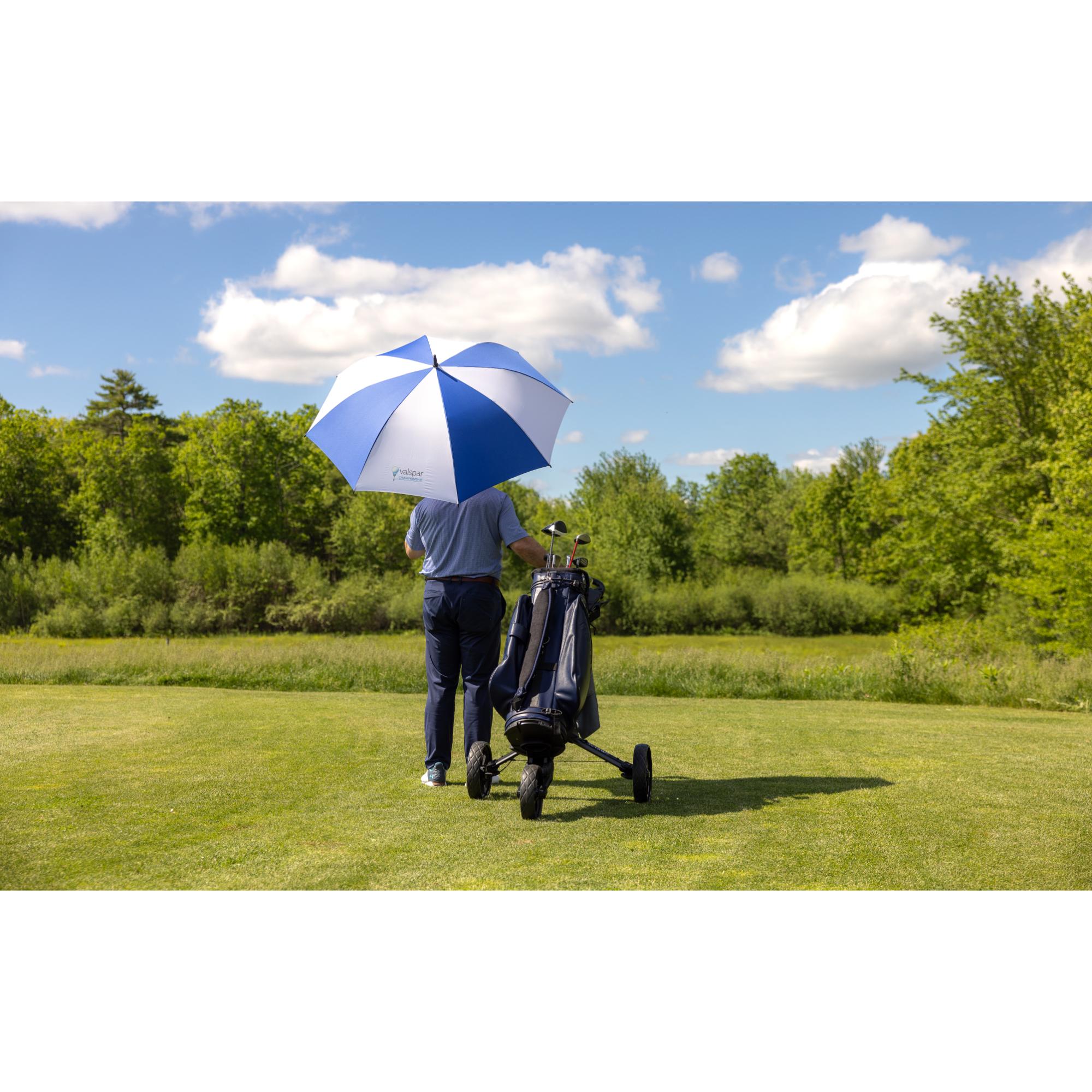 Picture of Elements 60" Recycled rPET Auto Open Golf Umbrella - Royal-White