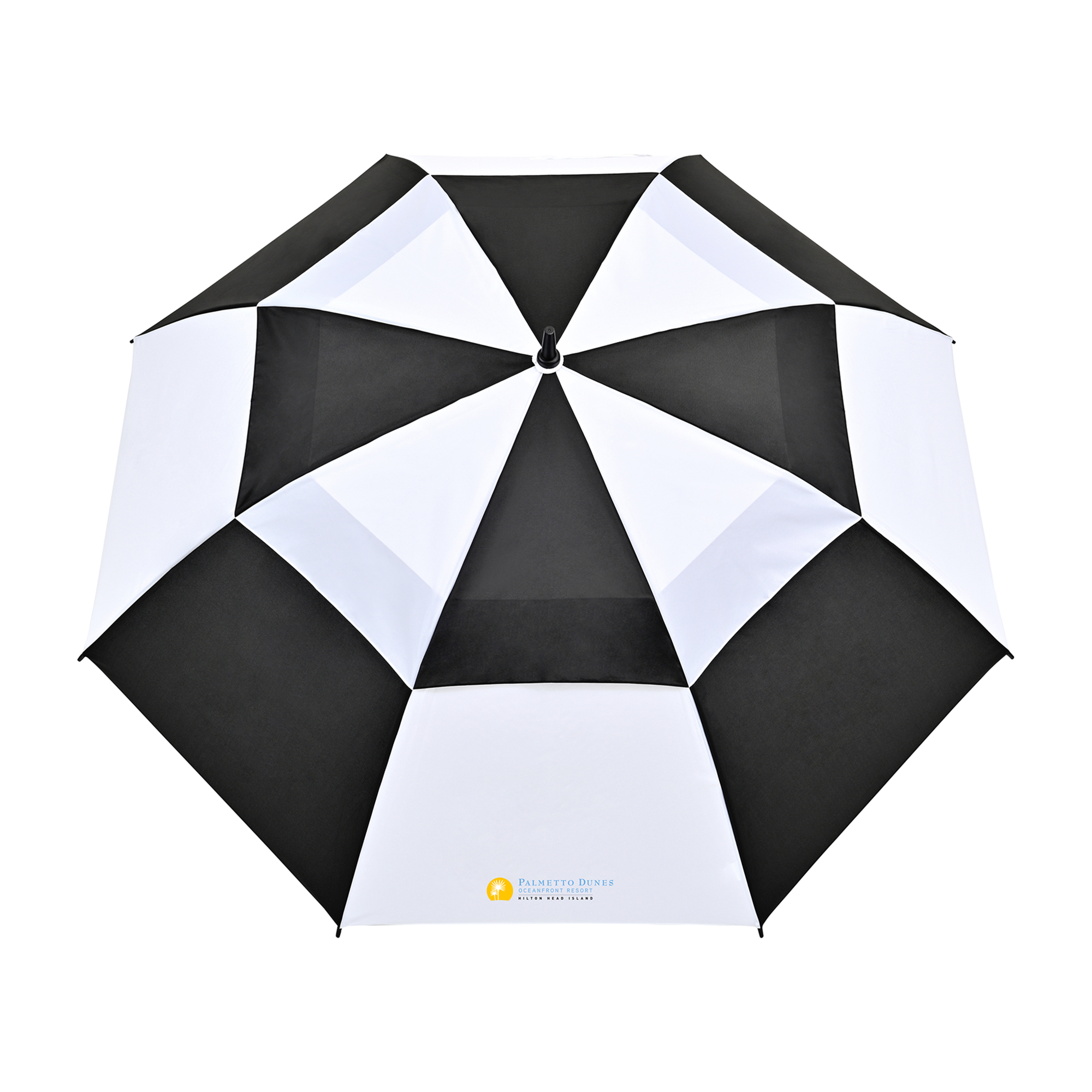 Picture of Elements 60" Recycled rPET Auto Open Dual Canopy Golf Umbrella - Black-White