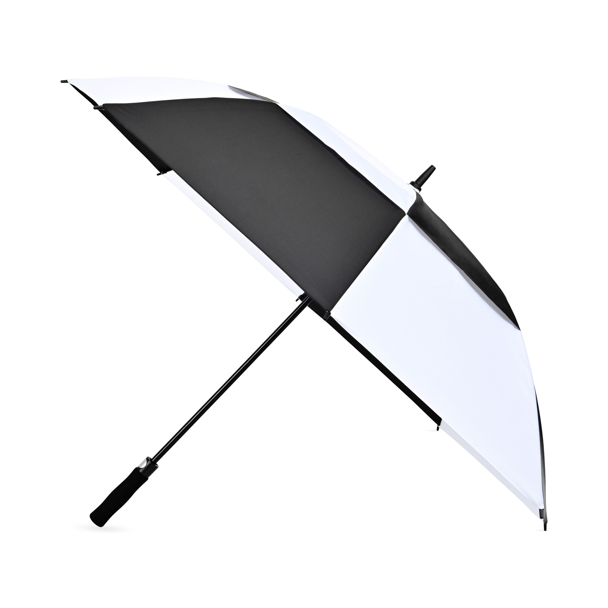 Picture of Elements 60" Recycled rPET Auto Open Dual Canopy Golf Umbrella - Black-White