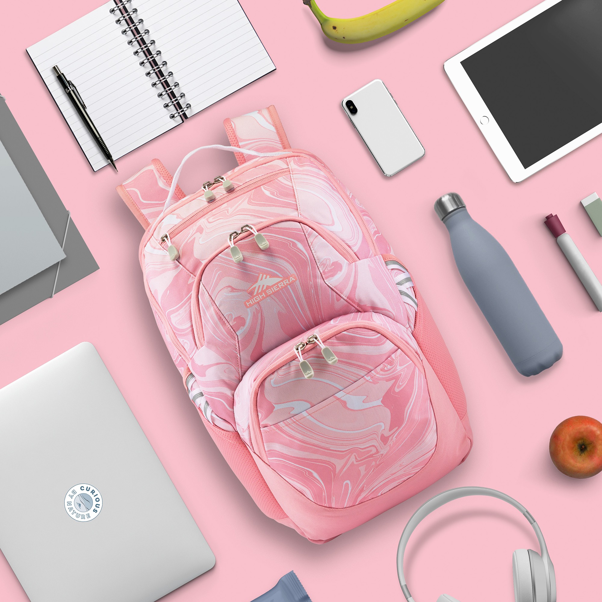 Picture of High Sierra Swoop SG Laptop Backpack - Pink Marble-Bubblegum Pink