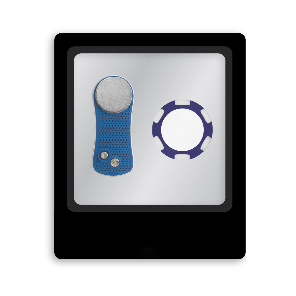 Picture of Ahead Switchfix Divot Repair Tool & Poker Chip Ball Marker Gift Set - Blue-Silver