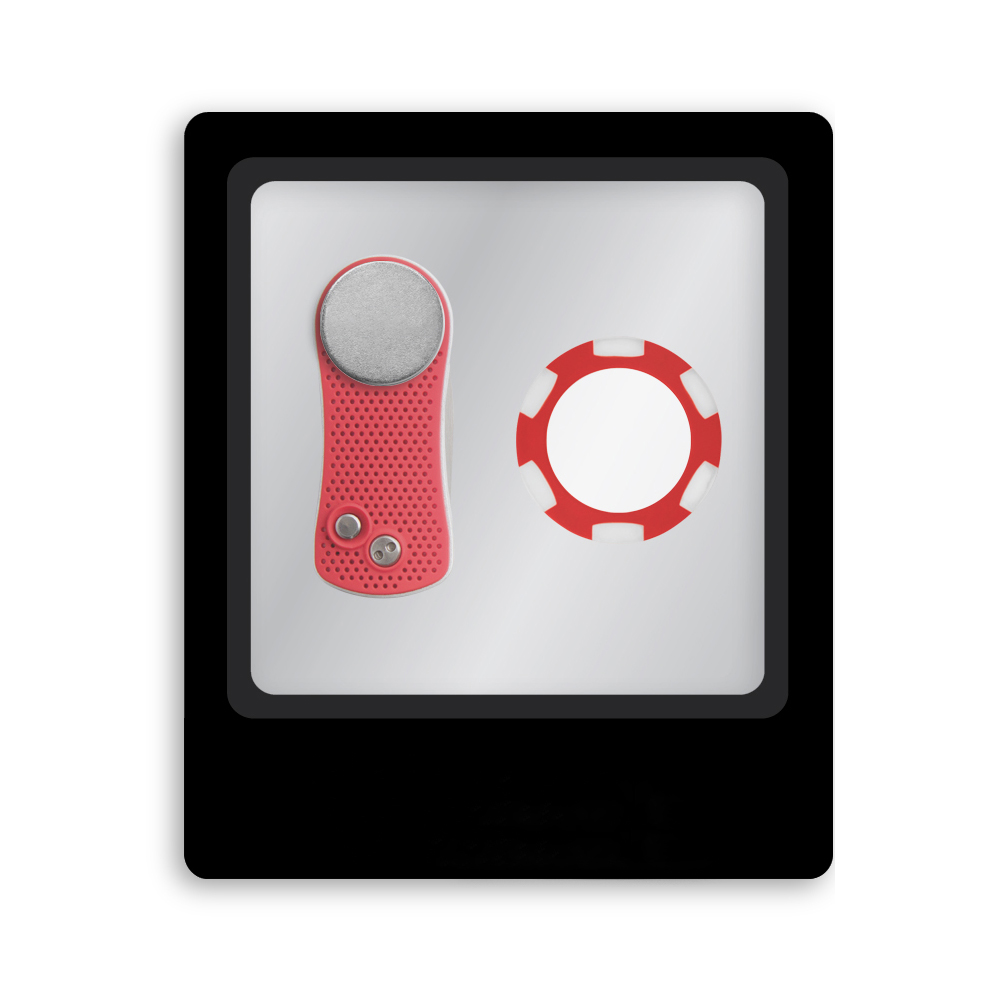 Picture of Ahead Switchfix Divot Repair Tool & Poker Chip Ball Marker Gift Set - Red-Silver