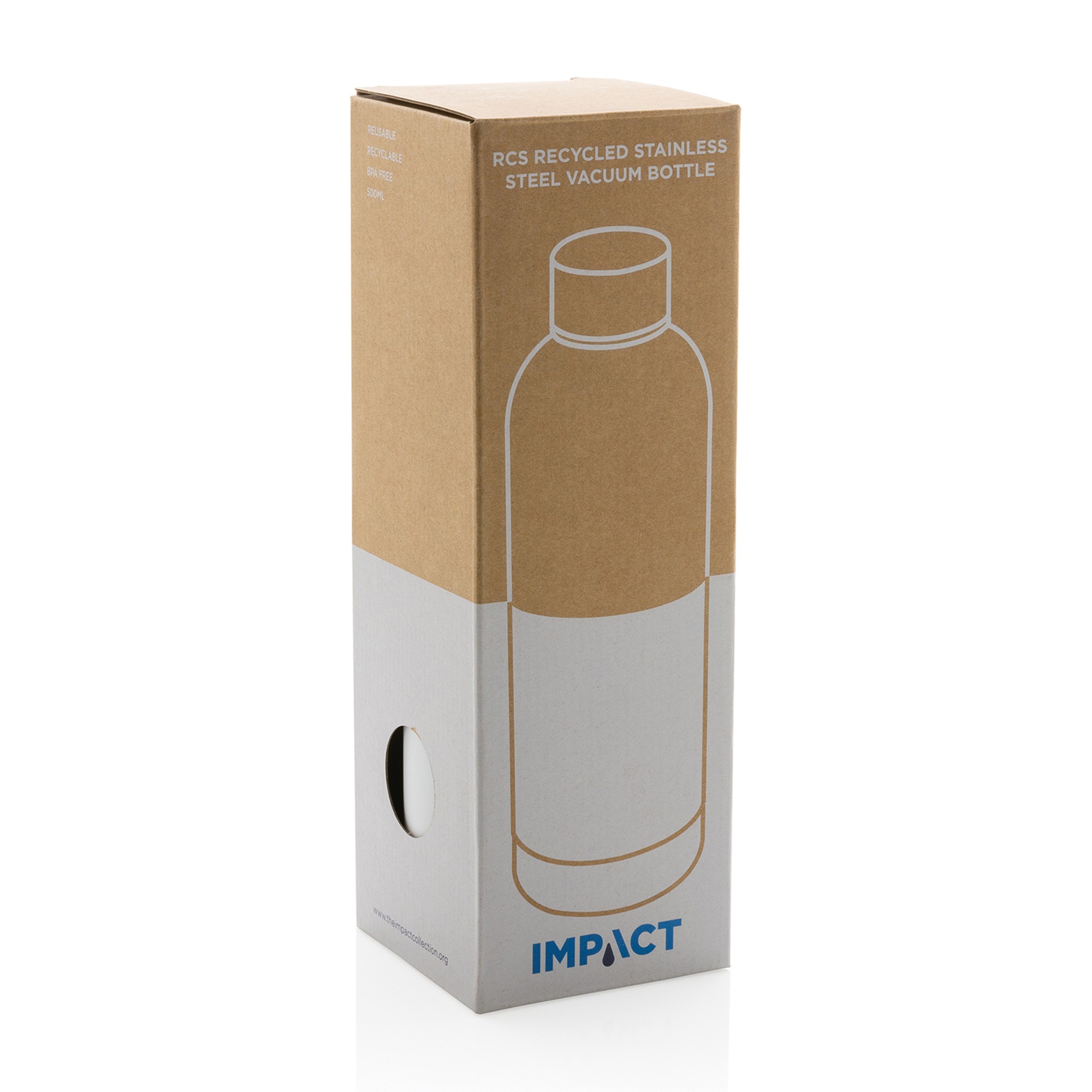 Picture of Impact Recycled Stainless Steel Vacuum Bottle - White