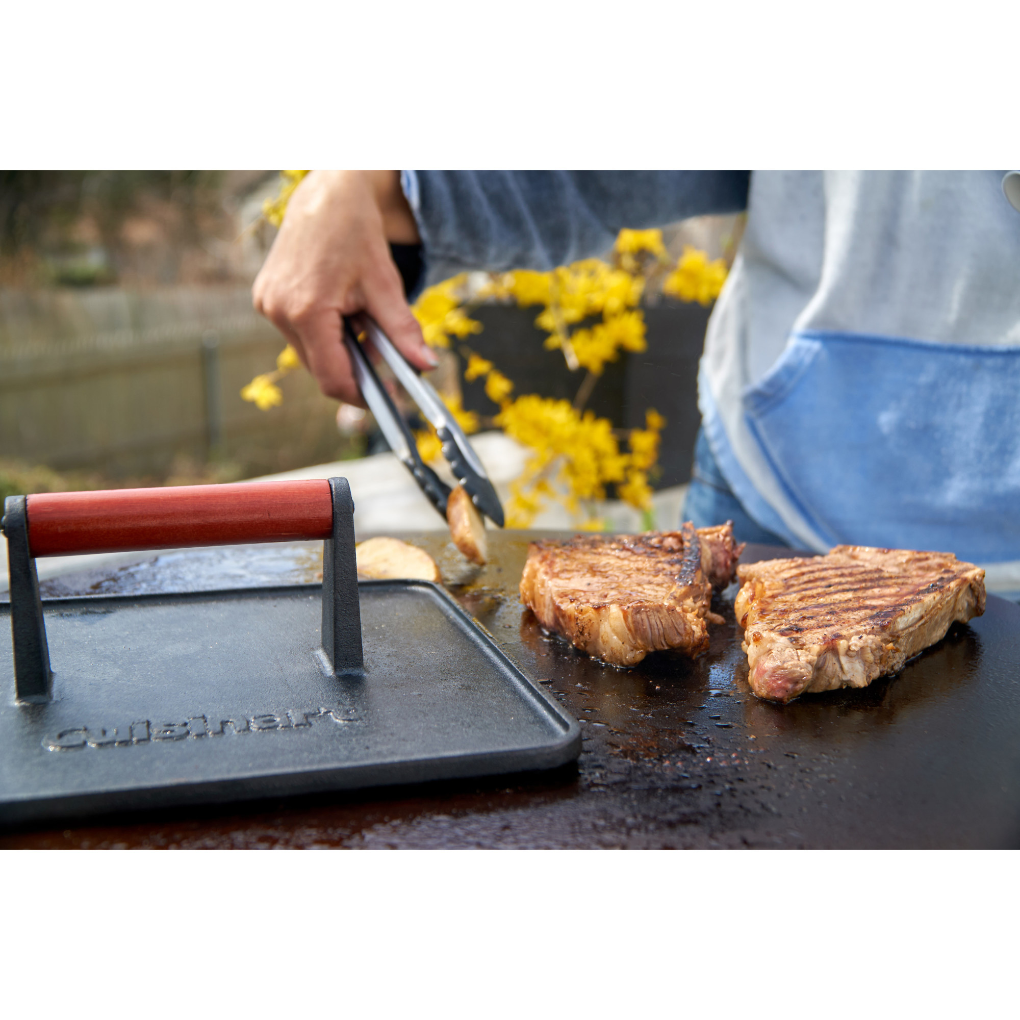 Picture of Cuisinart Outdoors XL Cast Iron Griddle Press - Black