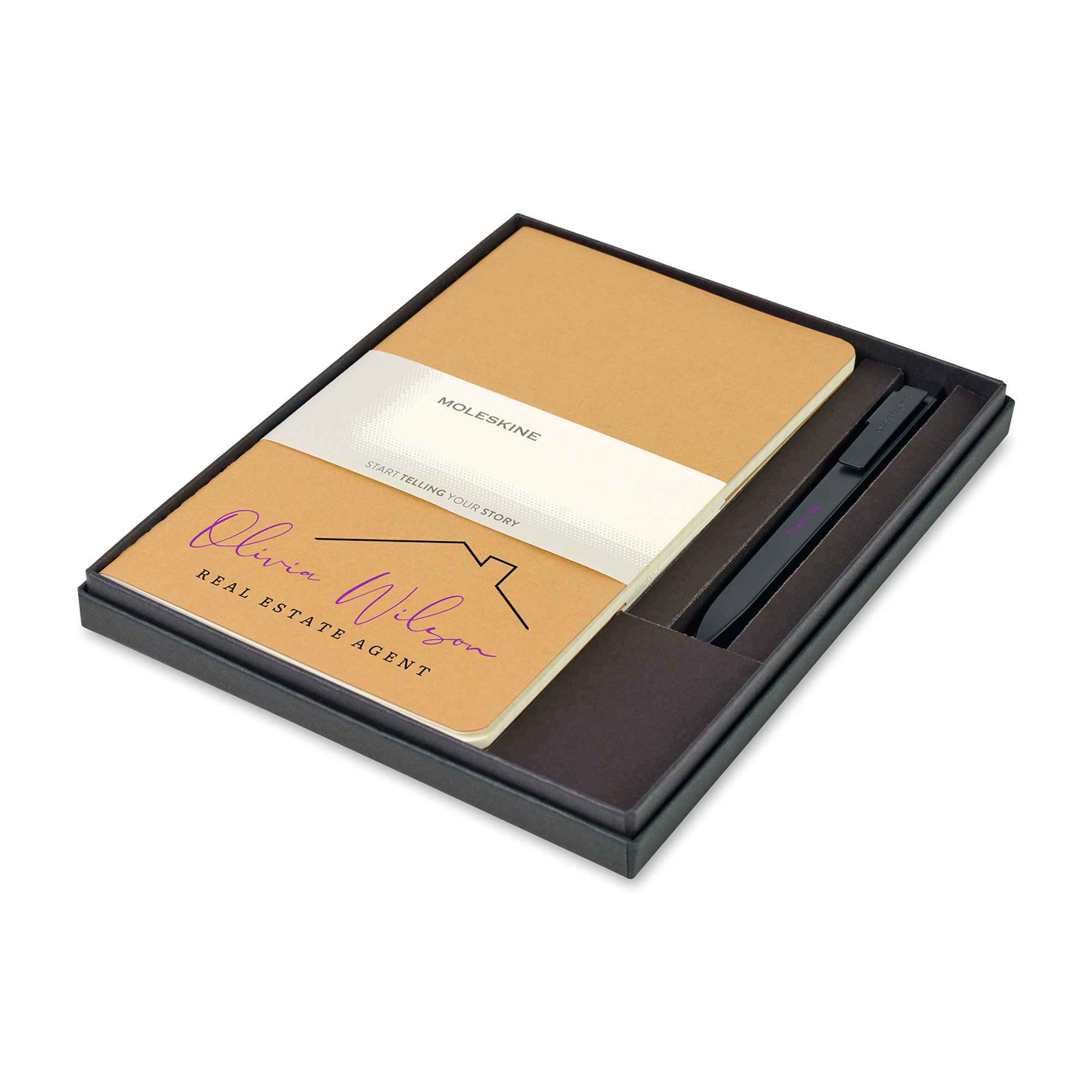 Picture of Moleskine Large Cahier and GO Pen Gift Set - Kraft