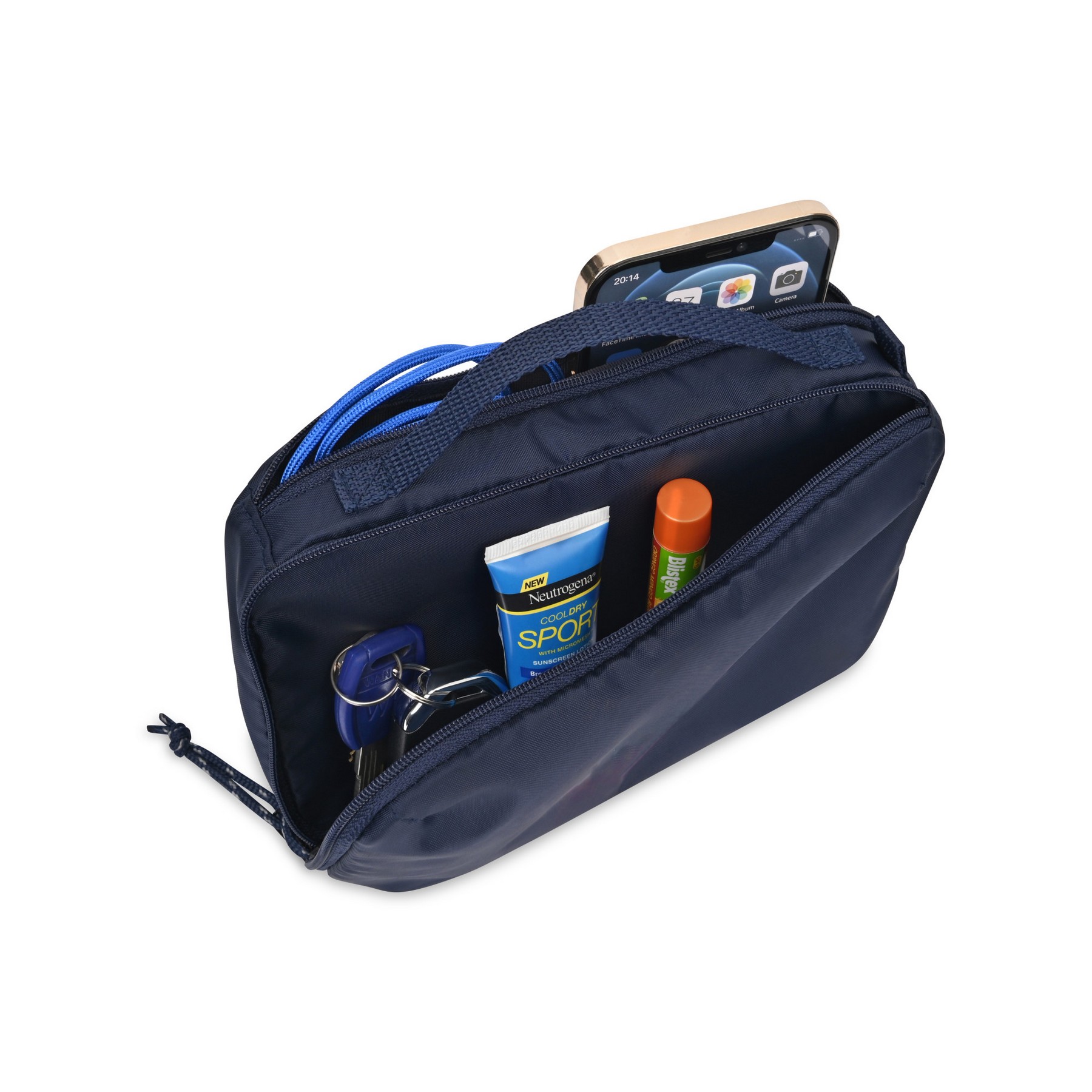 Picture of Parker Recycled rPET Dual Zippered Pouch - Navy