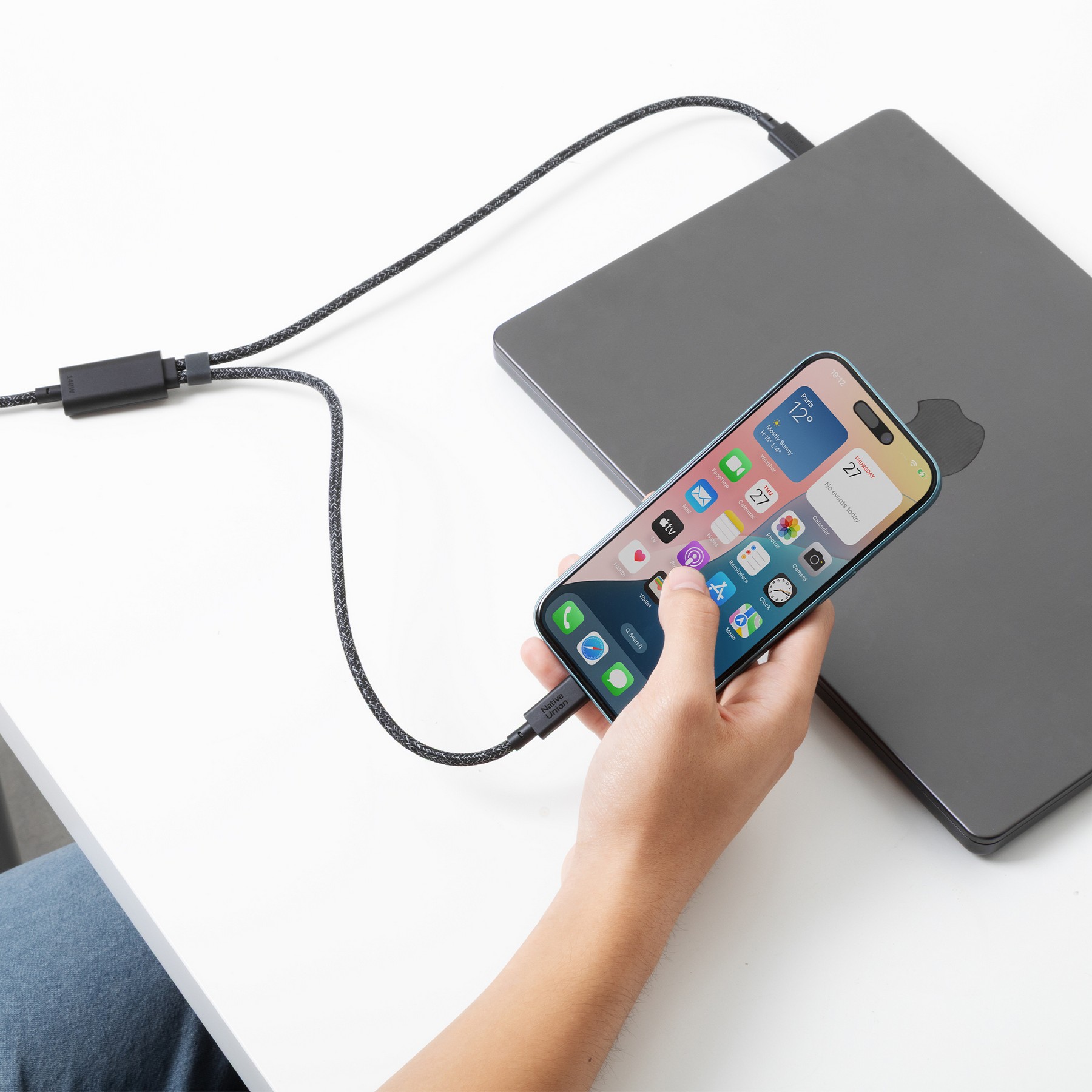 Picture of Native Union Belt Cable 2-in-1 USB-C to USB-C & USB-C Cable - Black
