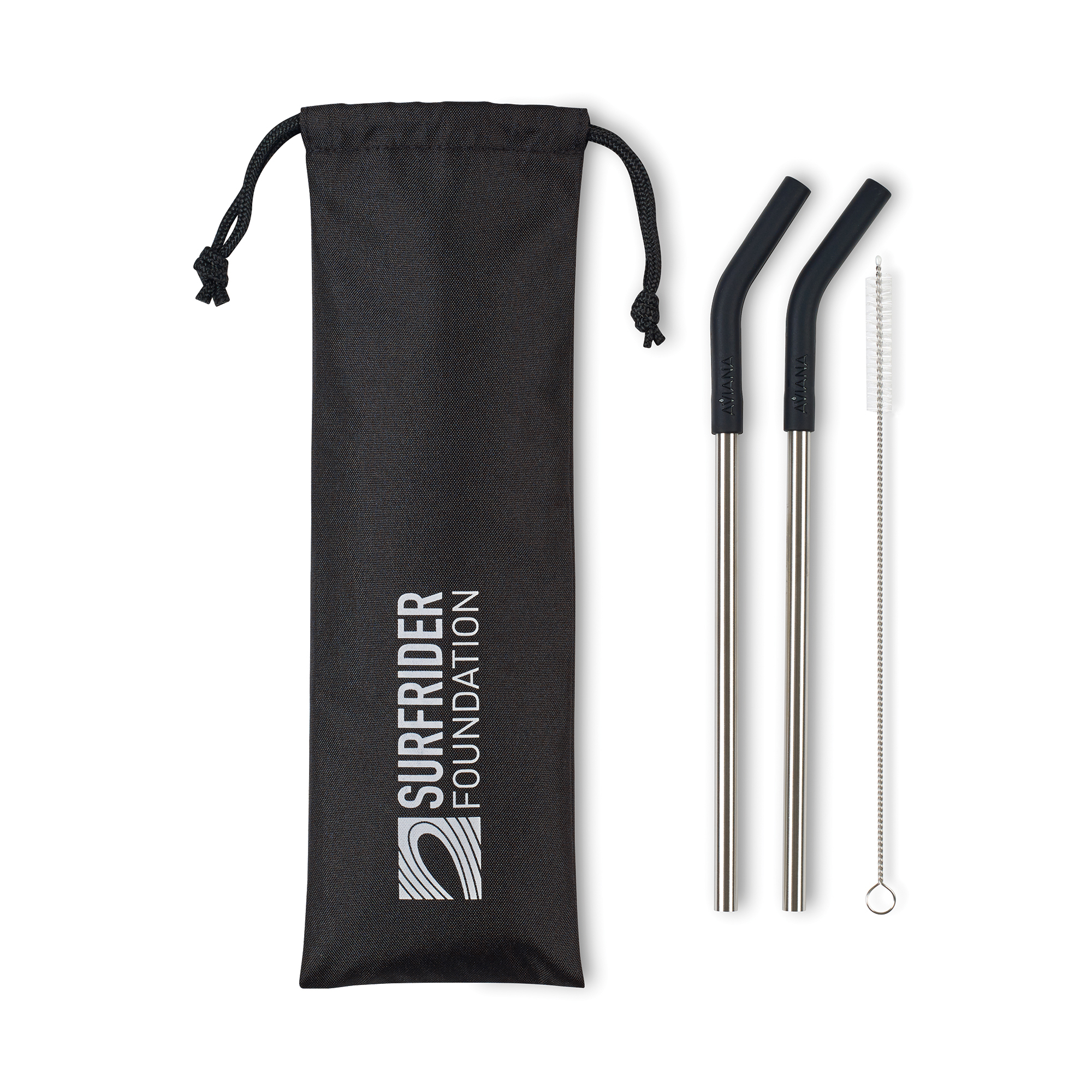 Picture of Aviana Poppy 2-Pack Stainless Straw Set - Black