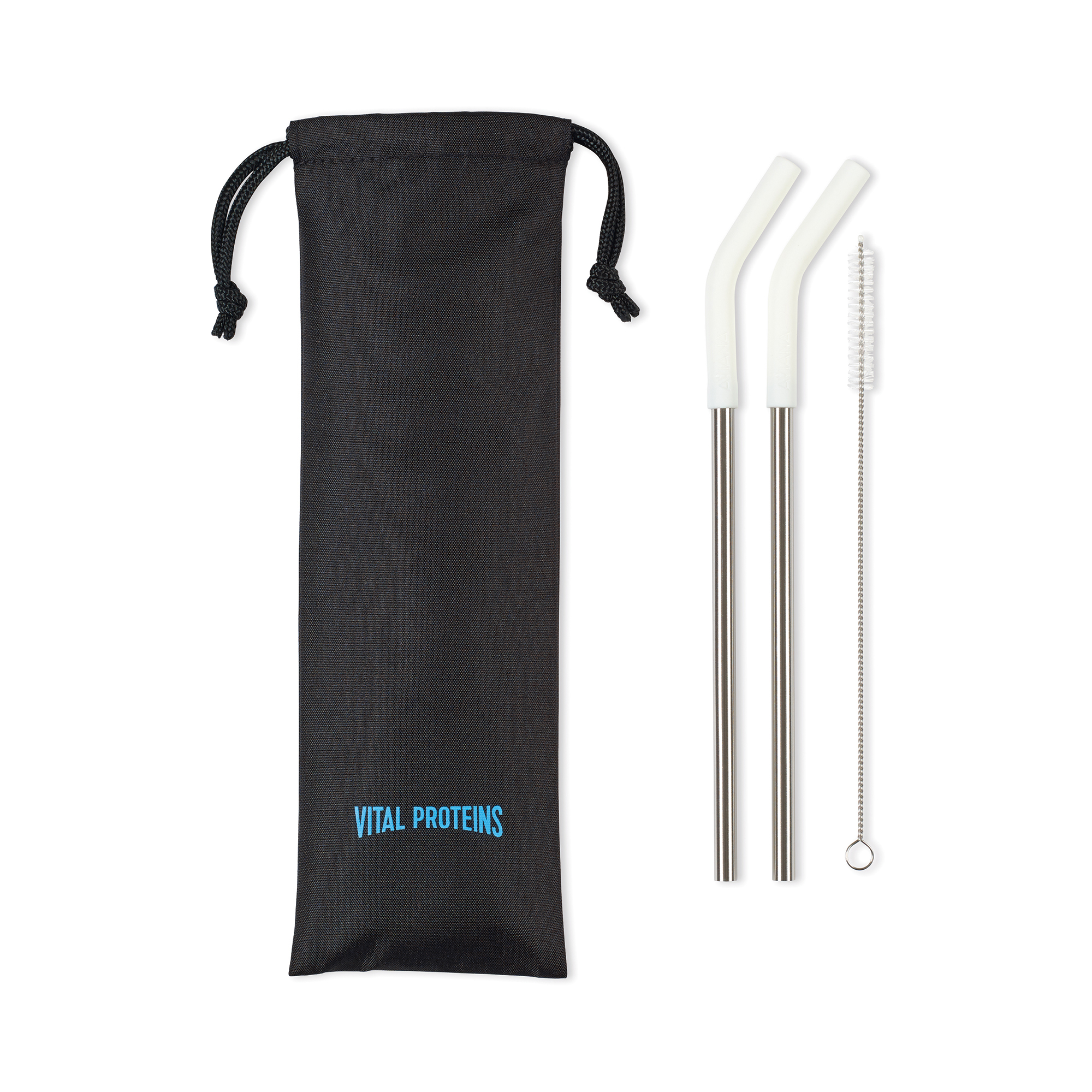 Picture of Aviana Poppy 2-Pack Stainless Straw Set - White