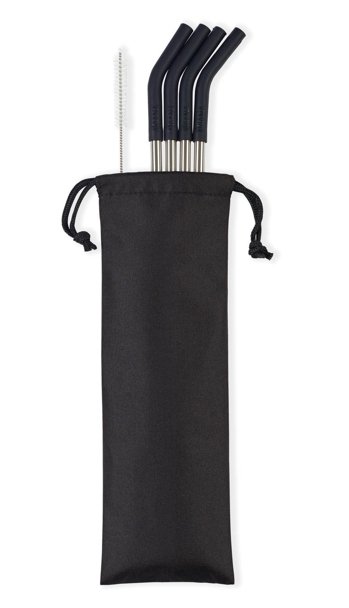 Picture of Aviana Poppy 4-Pack Stainless Straw Set - Black