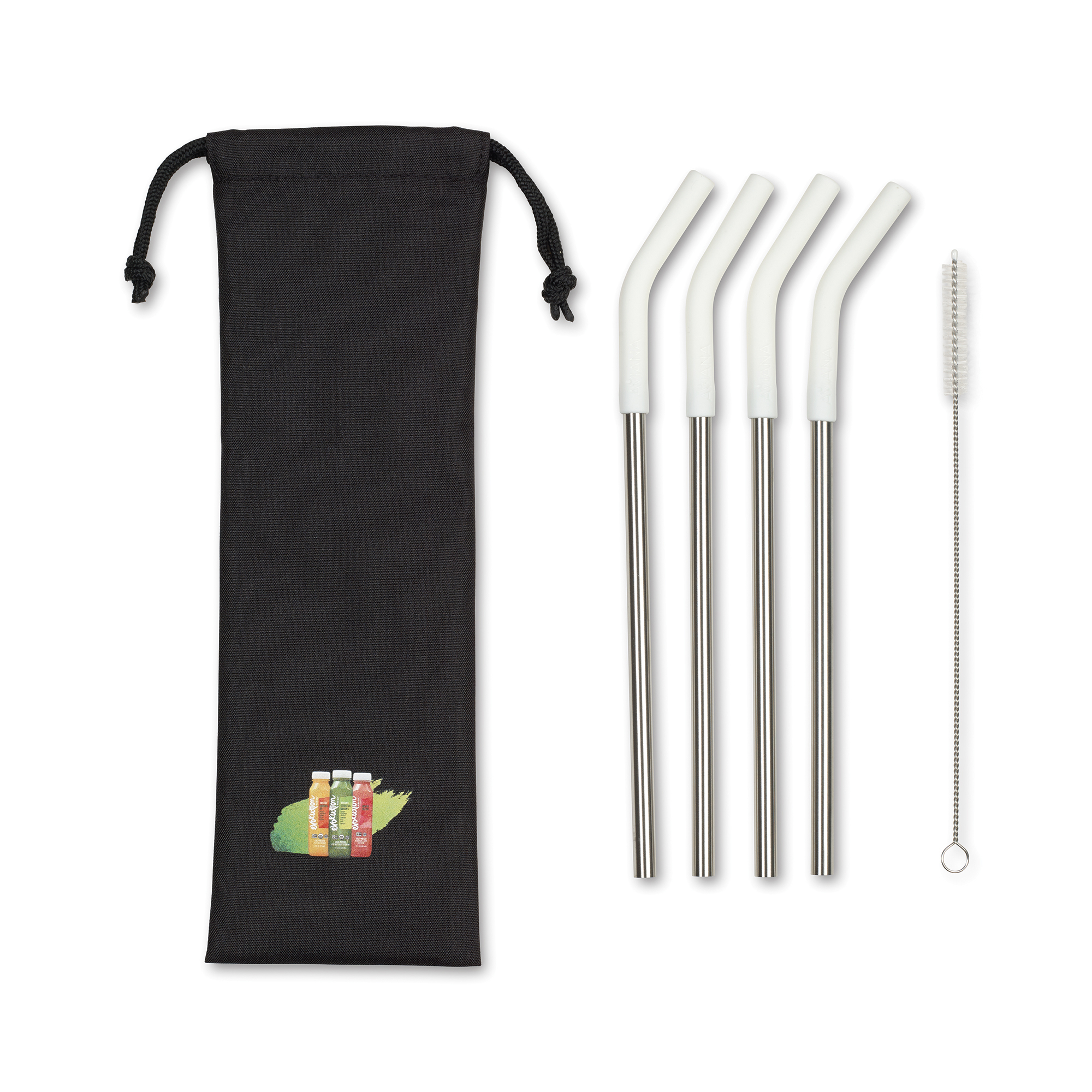 Picture of Aviana Poppy 4-Pack Stainless Straw Set - White