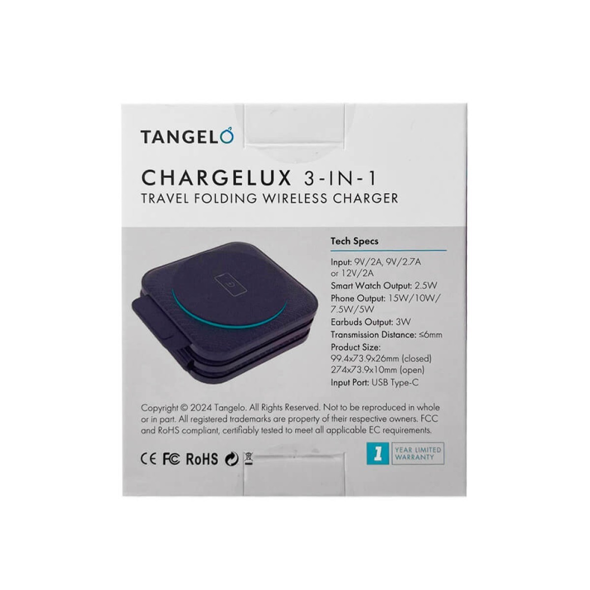 Picture of Tangelo ChargeLux 3" 1 Magnetic Folding Wireless Charger