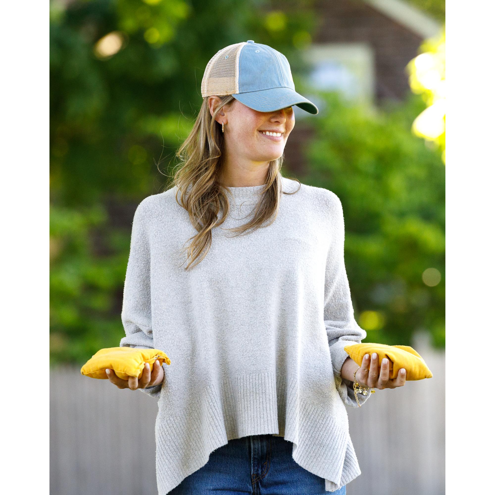 Picture of Merrimack Hat Co. Austin Vintage Trucker - Sky Blue-Tan