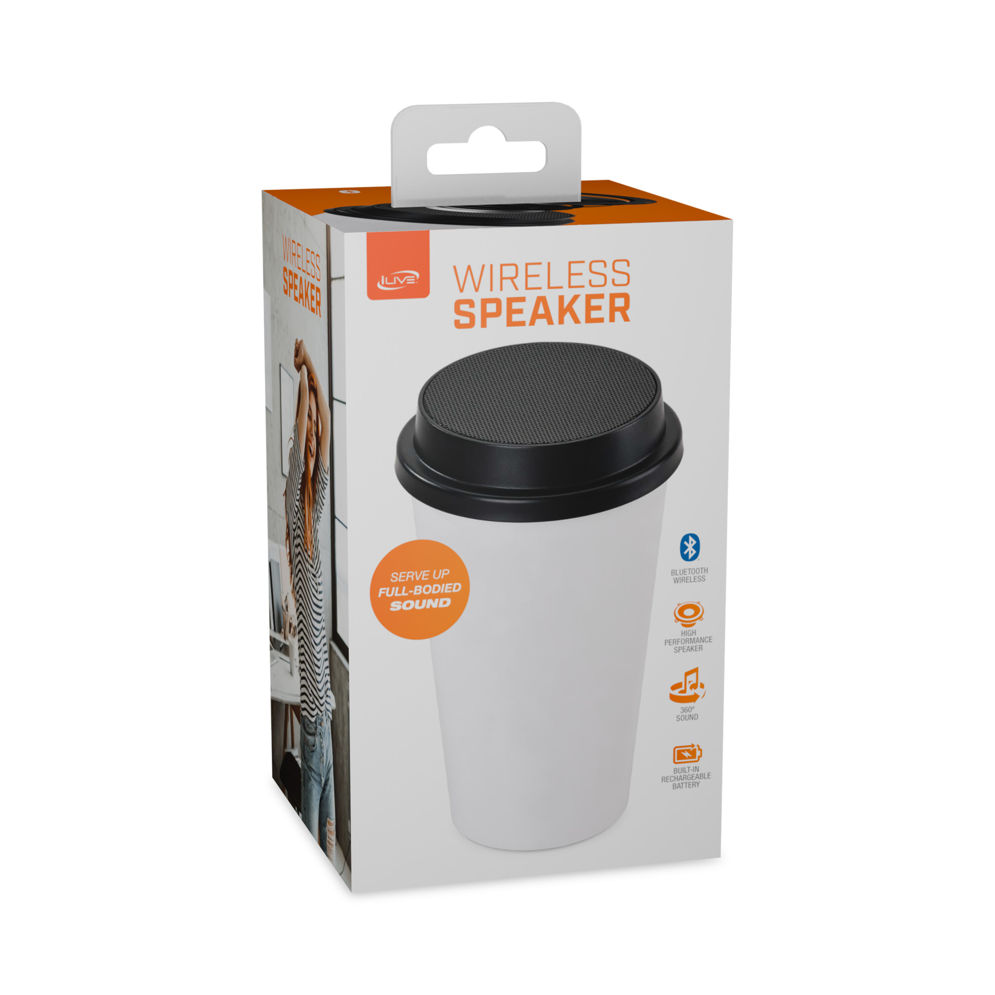 Picture of iLive Cup + Wireless Bluetooth Speaker - White-Black