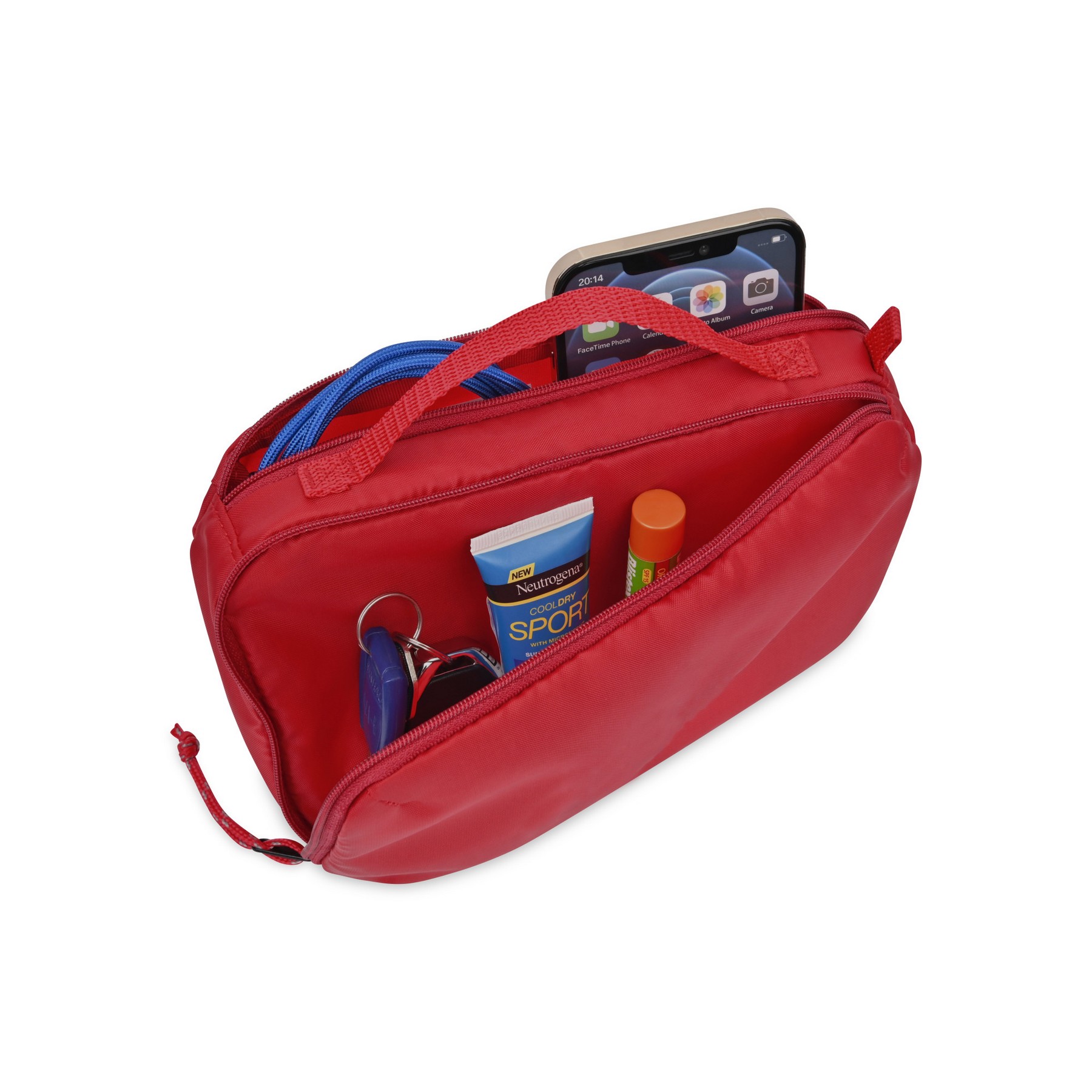 Picture of Parker Recycled rPET Dual Zippered Pouch - Red