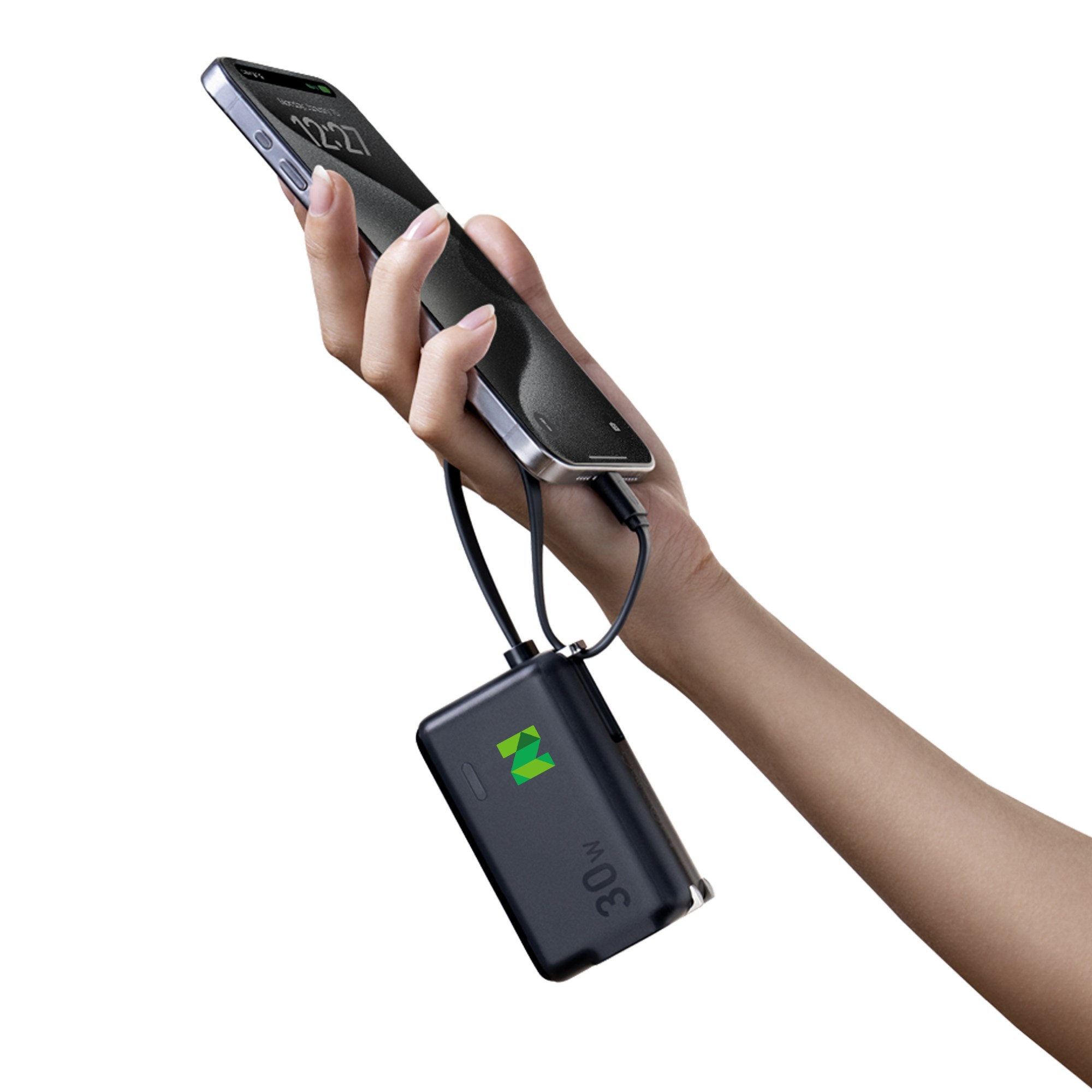 Picture of Anker® Power Bank USB-C Charging Block (30W, Fusion, Built-In Cable) - Black
