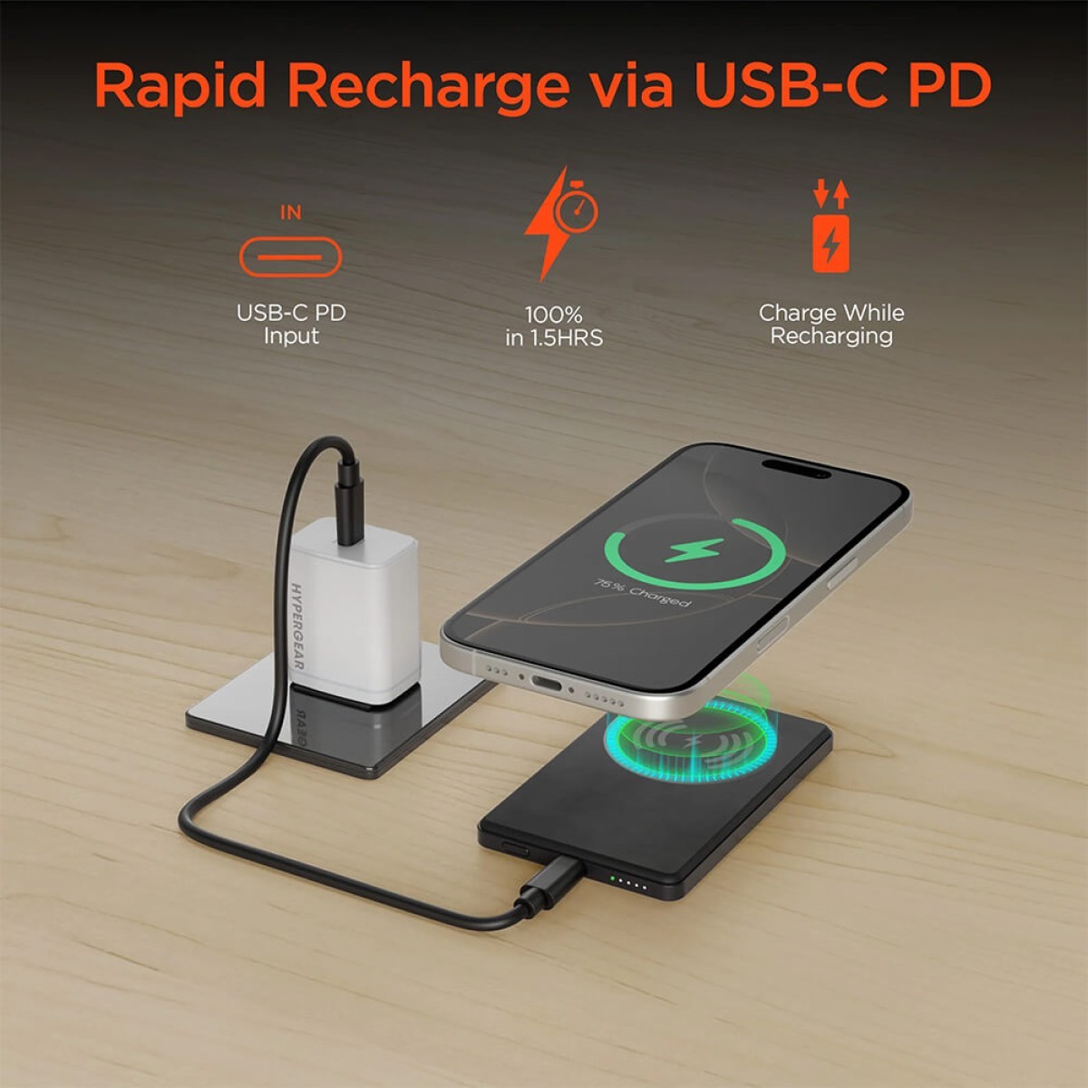 Picture of HyperGear Power Pack Mag Ultra-Slim Magnetic Wireless Fast Charge Power Bank