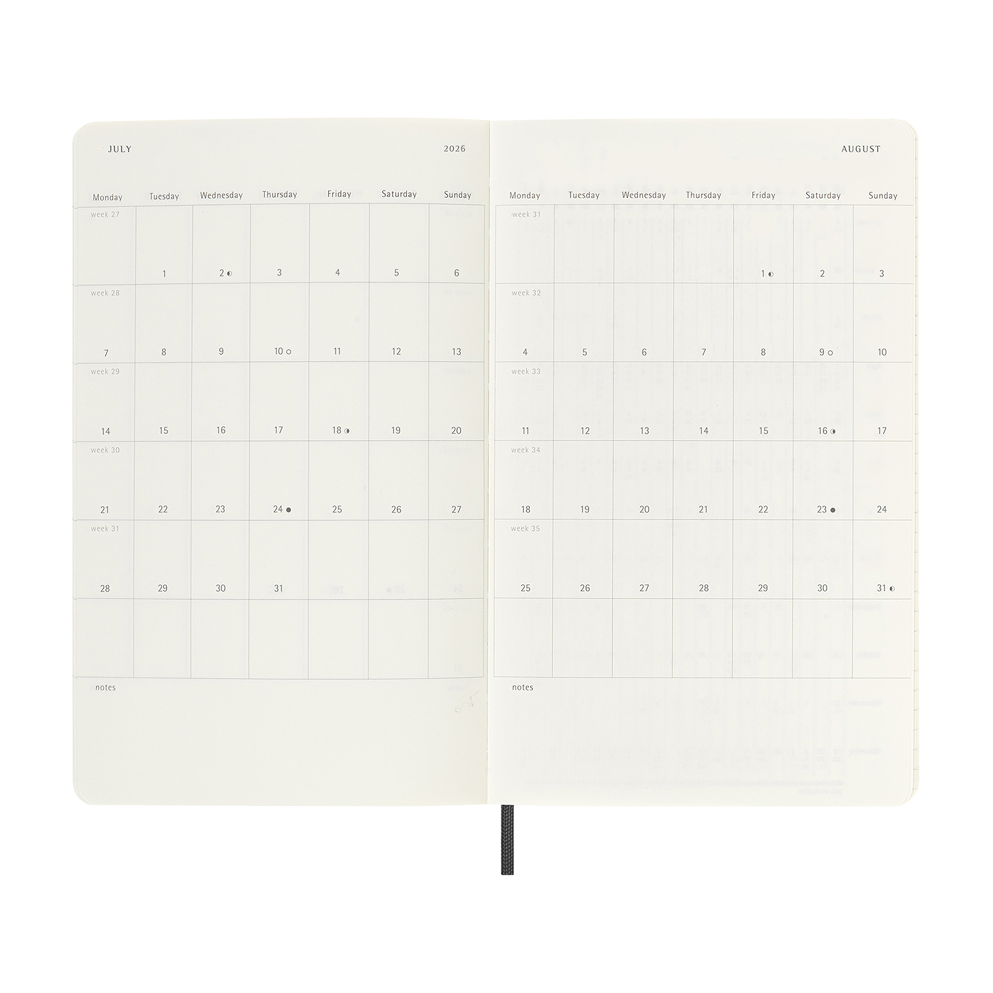 Picture of Moleskine® Soft Cover Large 12-Month Weekly 2026 Planner - Black
