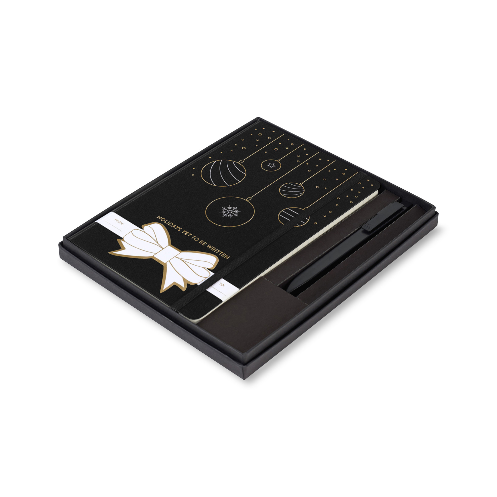 Picture of Moleskine® Hard Cover Holiday Notebook and GO Pen Gift Set - Black