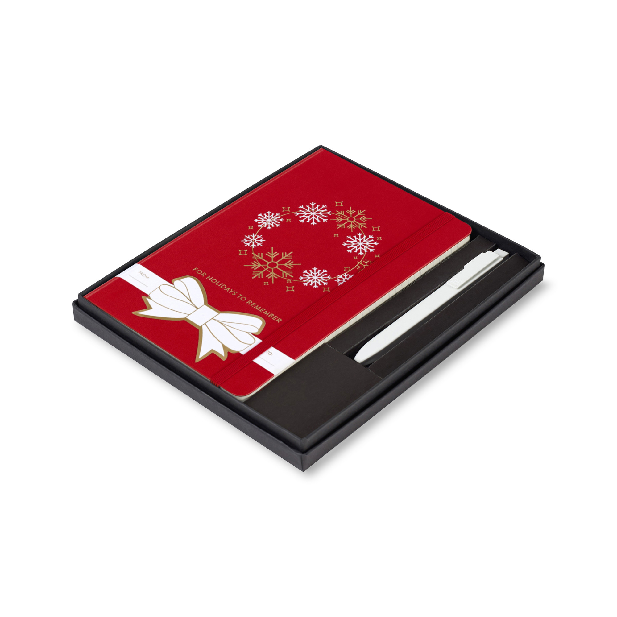 Picture of Moleskine® Hard Cover Holiday Notebook and GO Pen Gift Set - Scarlet Red
