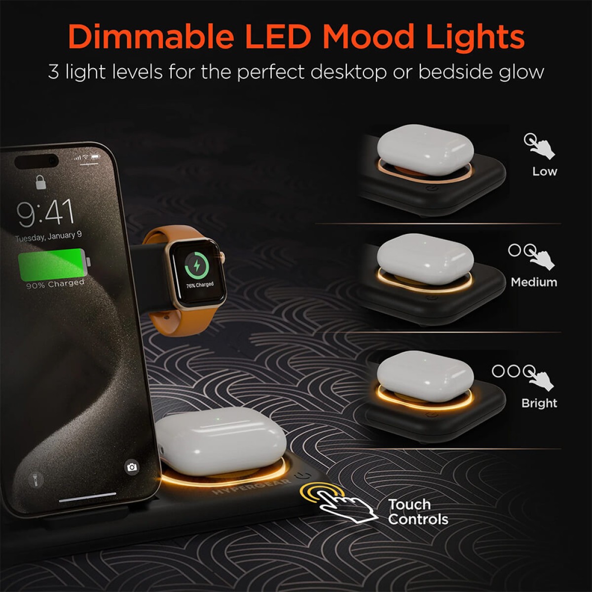 Picture of HyperGear PowerFold X-Ray 4-in-1 Foldable Wireless Charging Stand with 15W Wireless Fast Charge