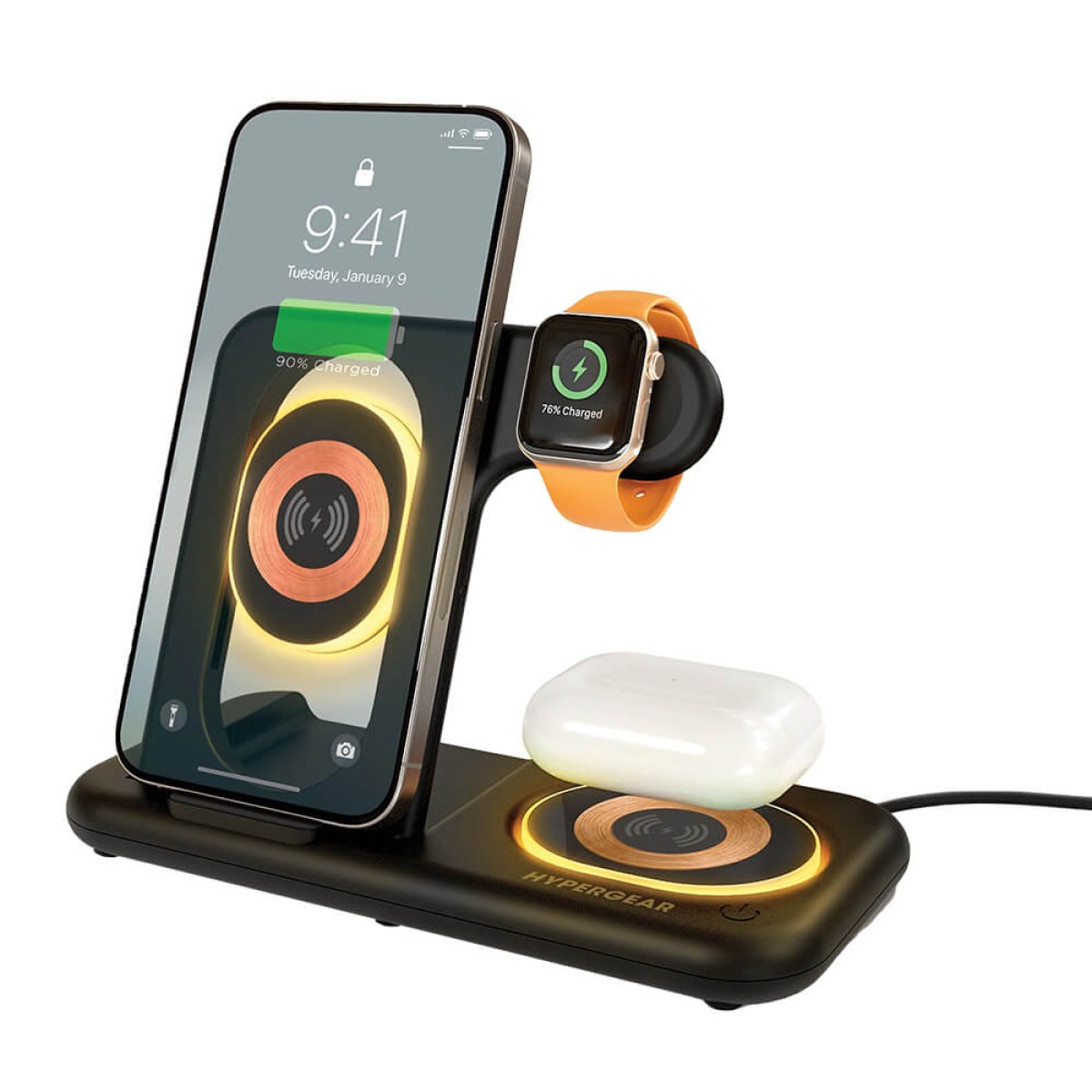 Picture of HyperGear PowerFold X-Ray 4-in-1 Foldable Wireless Charging Stand with 15W Wireless Fast Charge