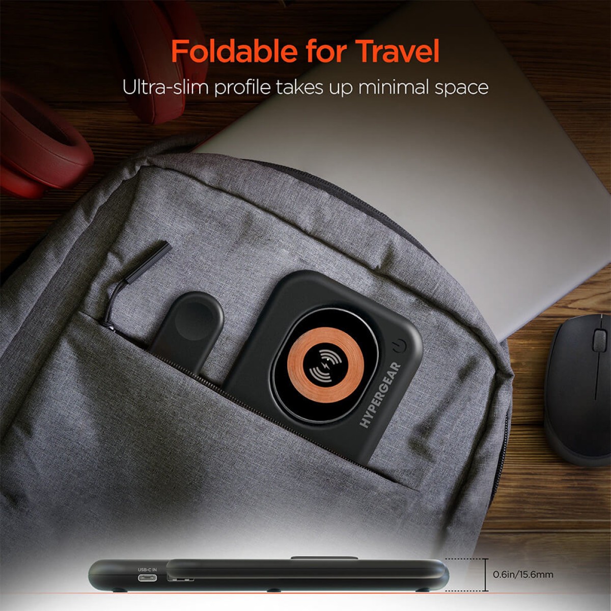 Picture of HyperGear PowerFold X-Ray 4-in-1 Foldable Wireless Charging Stand with 15W Wireless Fast Charge