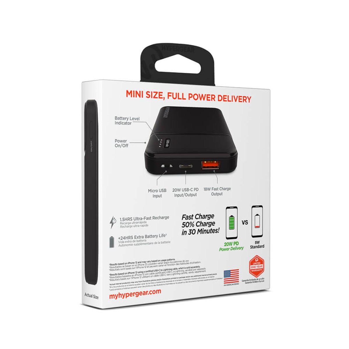 Picture of HyperGear PowerPack Mini 20W PD Power Bank 5K - 5000mAh