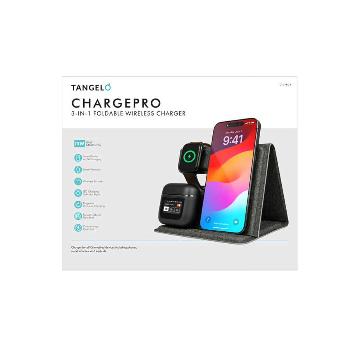 Picture of Tangelo ChargePro 3" 1 Foldable Wireless Charger
