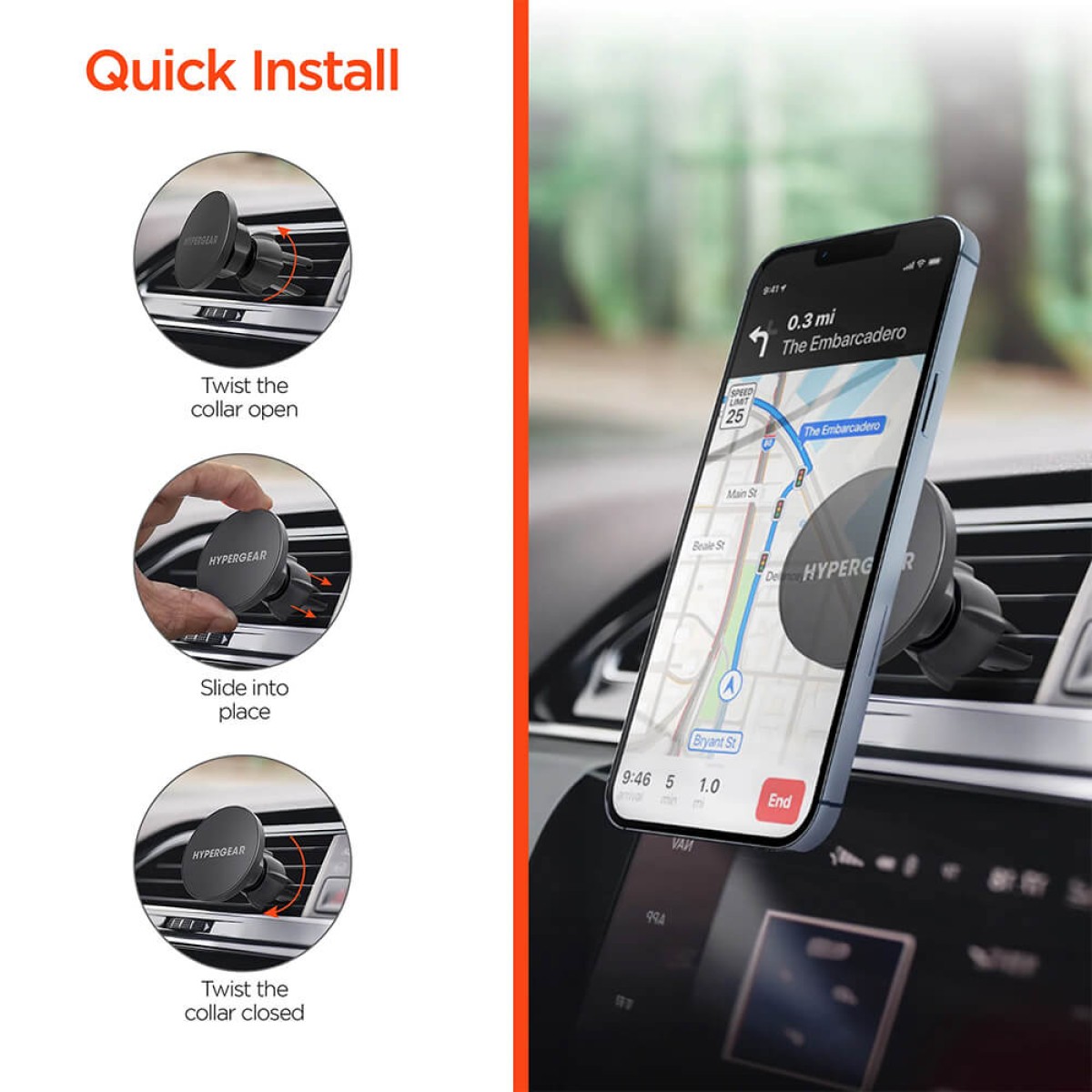 Picture of HyperGear Mag Grip Magnetic Phone Mount with MagSafe Vent