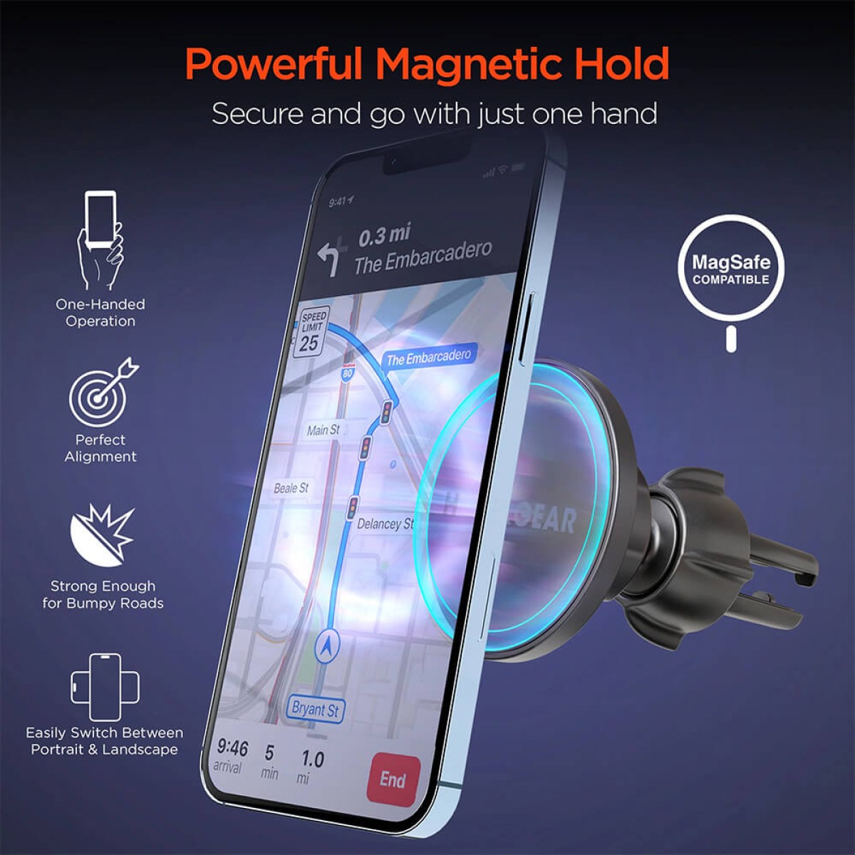 Picture of HyperGear Mag Grip Magnetic Phone Mount with MagSafe Vent