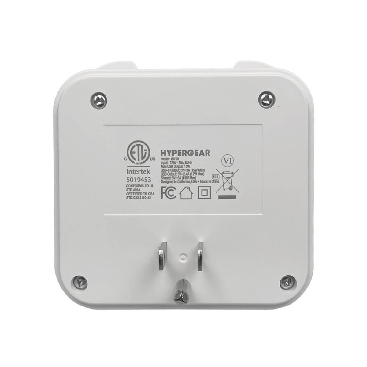 Picture of HyperGear Multi Plug 5 Outlet Extender with USB-C & USB Ports