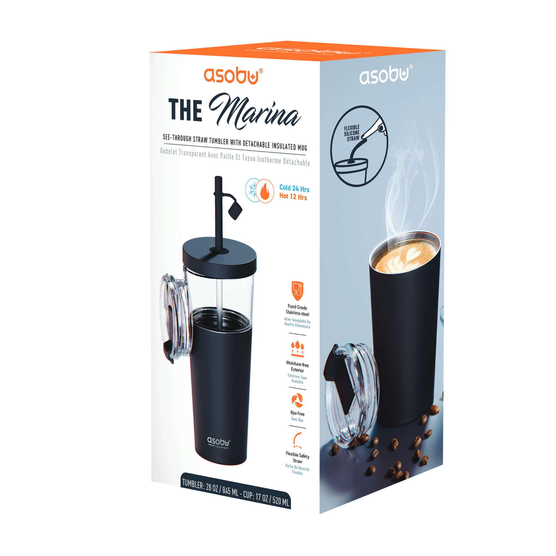 Picture of 28 oz Asobu Marina 2-in-1 Tumbler & Travel Mug
