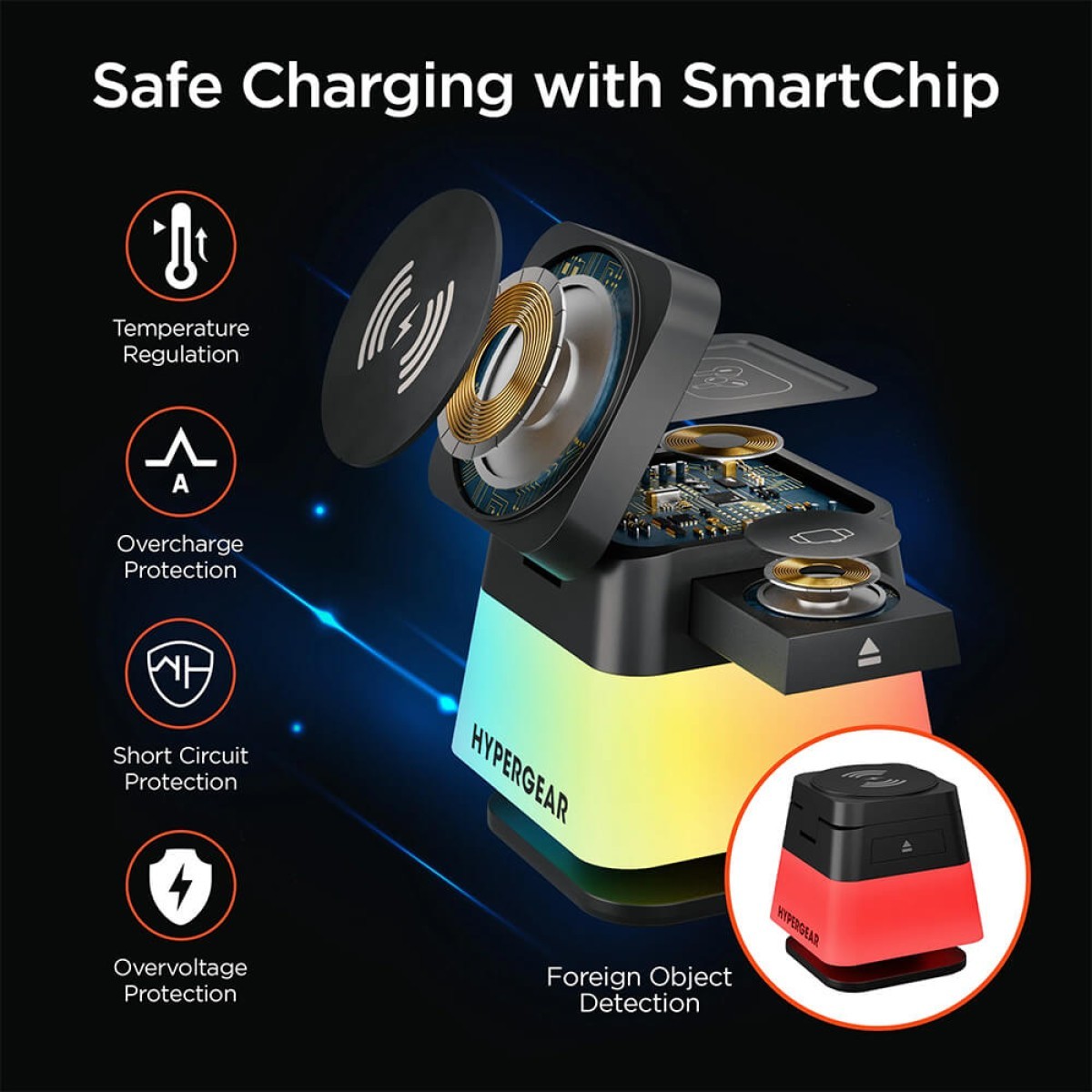 Picture of Hypergear PowerFold Cube 3-in-1 Wireless Charging Stand with 15W Magnetic Wireless Fast Charge